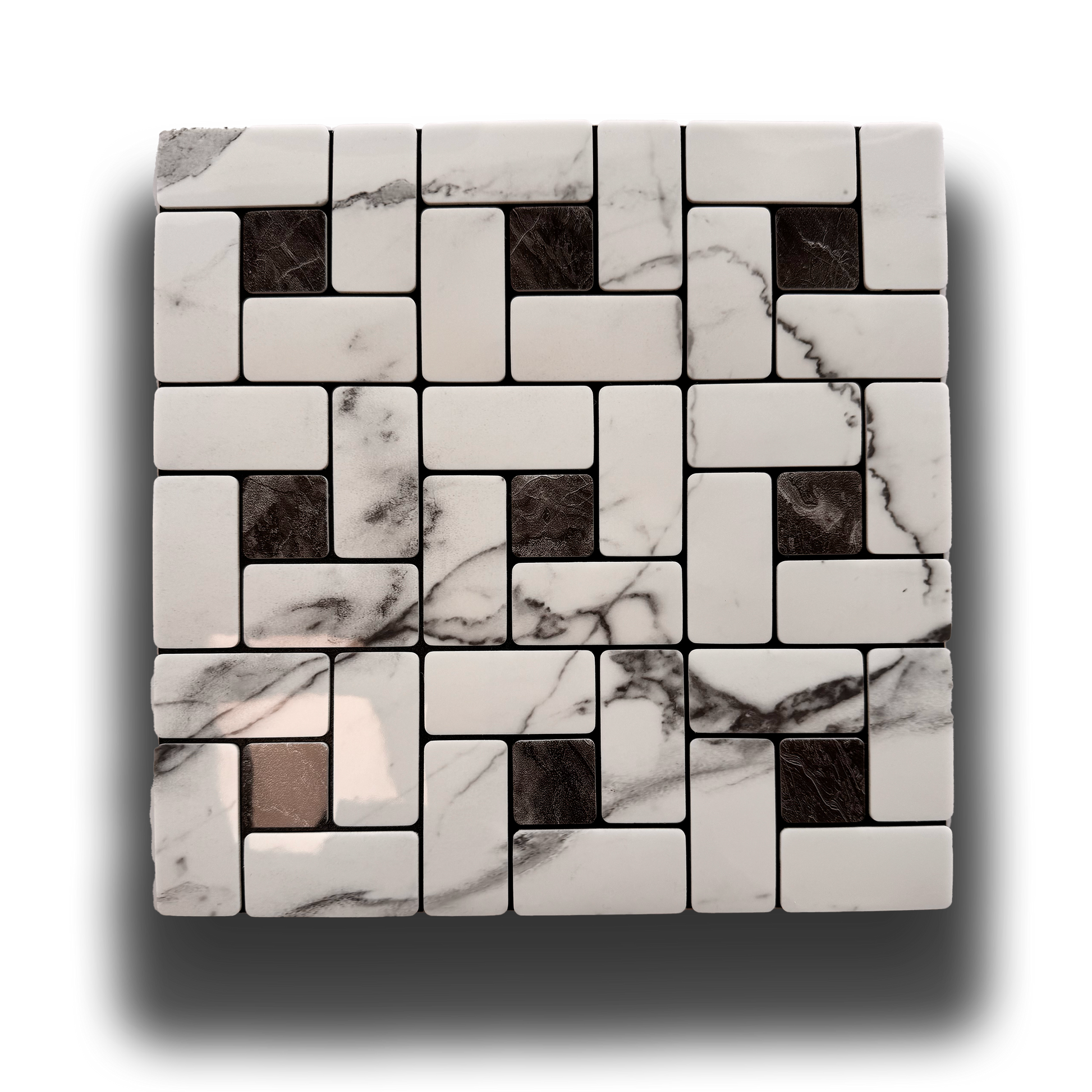 Piastrelle 3D Autoadesive in PET acustiche e isolanti 30x30cm (4mm spessore) MOSAICO MARMO B&W - Eternal Parquet