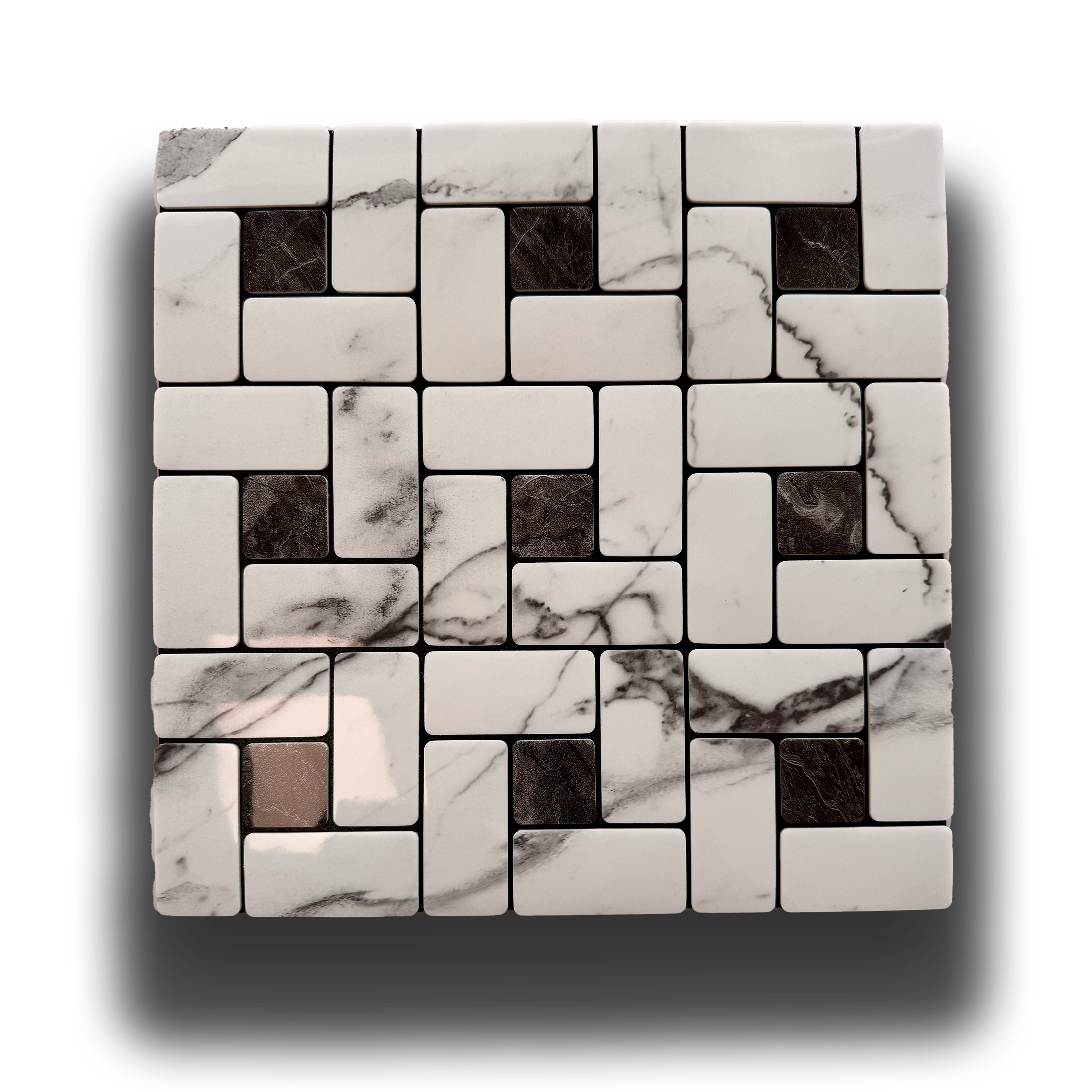 Piastrelle 3D Autoadesive in PET acustiche e isolanti 30x30cm (4mm spessore) MOSAICO MARMO B&W