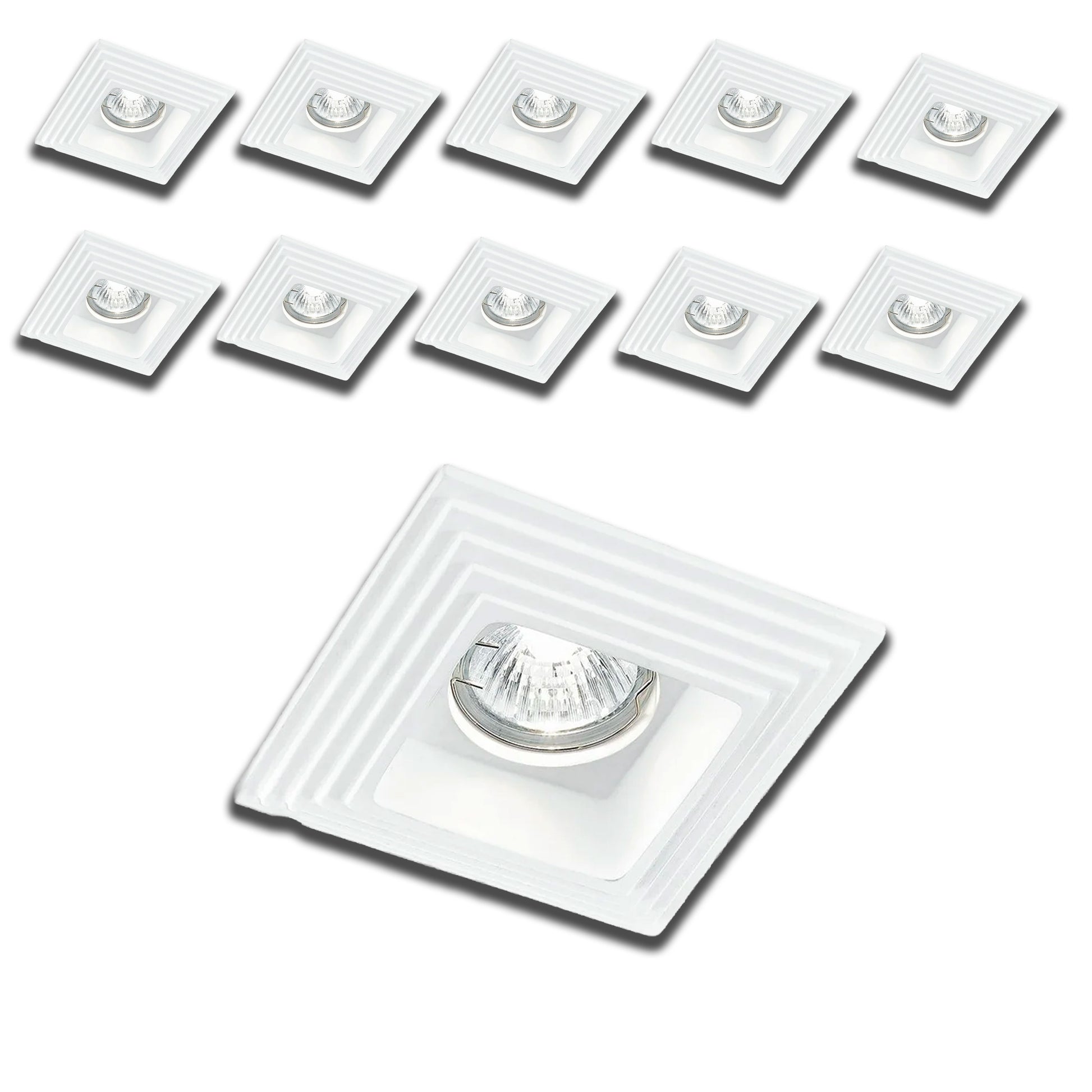 *STOCK* n.10 Portafaretto In Gesso Ceramico spirale  120x120mm  35W GU10 IP20 - Eternal Parquet