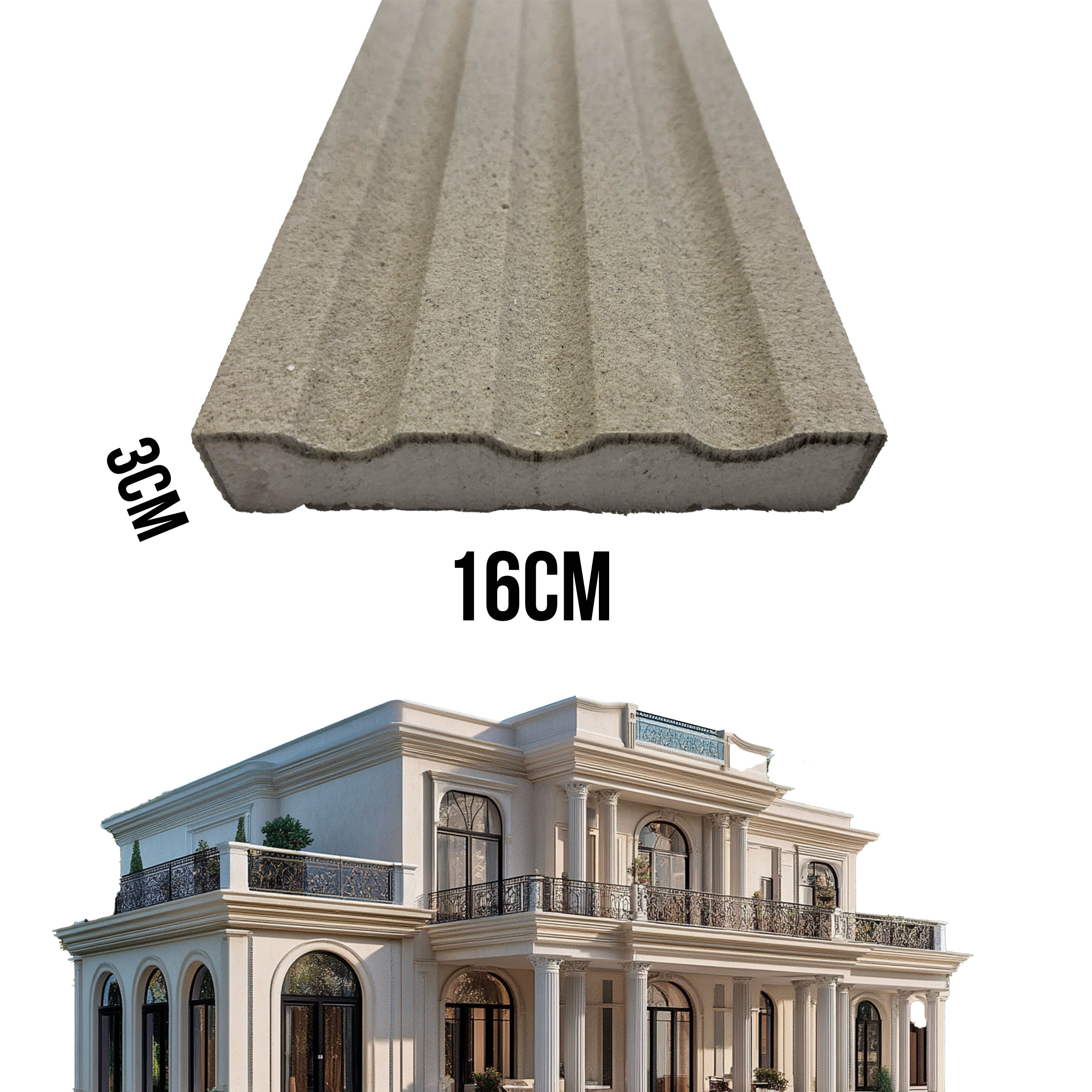 €11,99ml *** STOCK *** Pacco da 18ml di cornice decorativa in XPS Resinata per esterno 16X3X200cm AN123