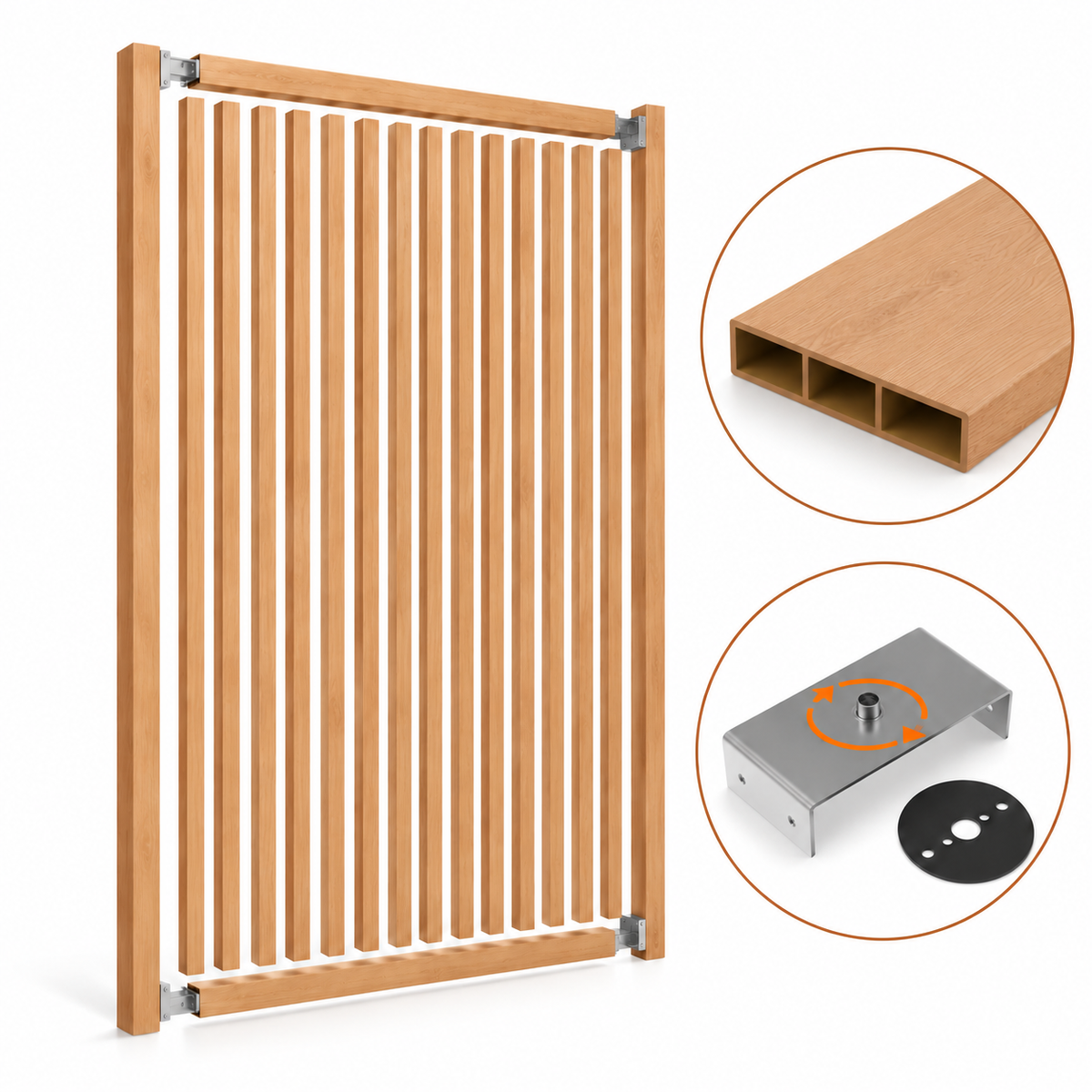 SIPA SLIM Kit completo (16 toghe+2 basi orizzontali+staffe GIREVOLI) Divisorio Frangiluce in PVC Effetto Legno – rifilabile  1525x2900mm