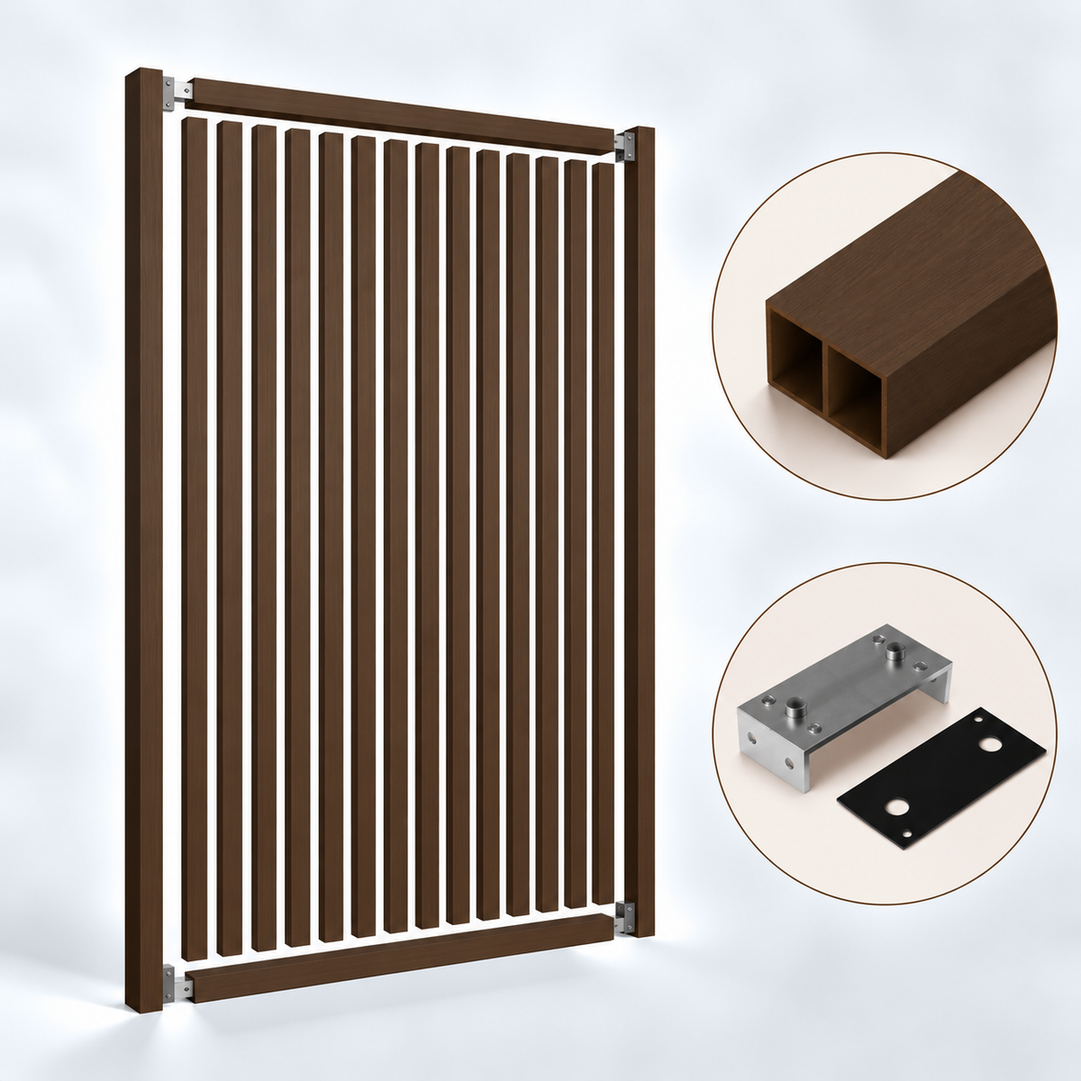 SIPA PURE Kit completo (16 toghe+2 basi orizzontali+staffe fisse) Divisorio Frangiluce in PVC Effetto Legno – rifilabile  1550x2900mm - Eternal Parquet