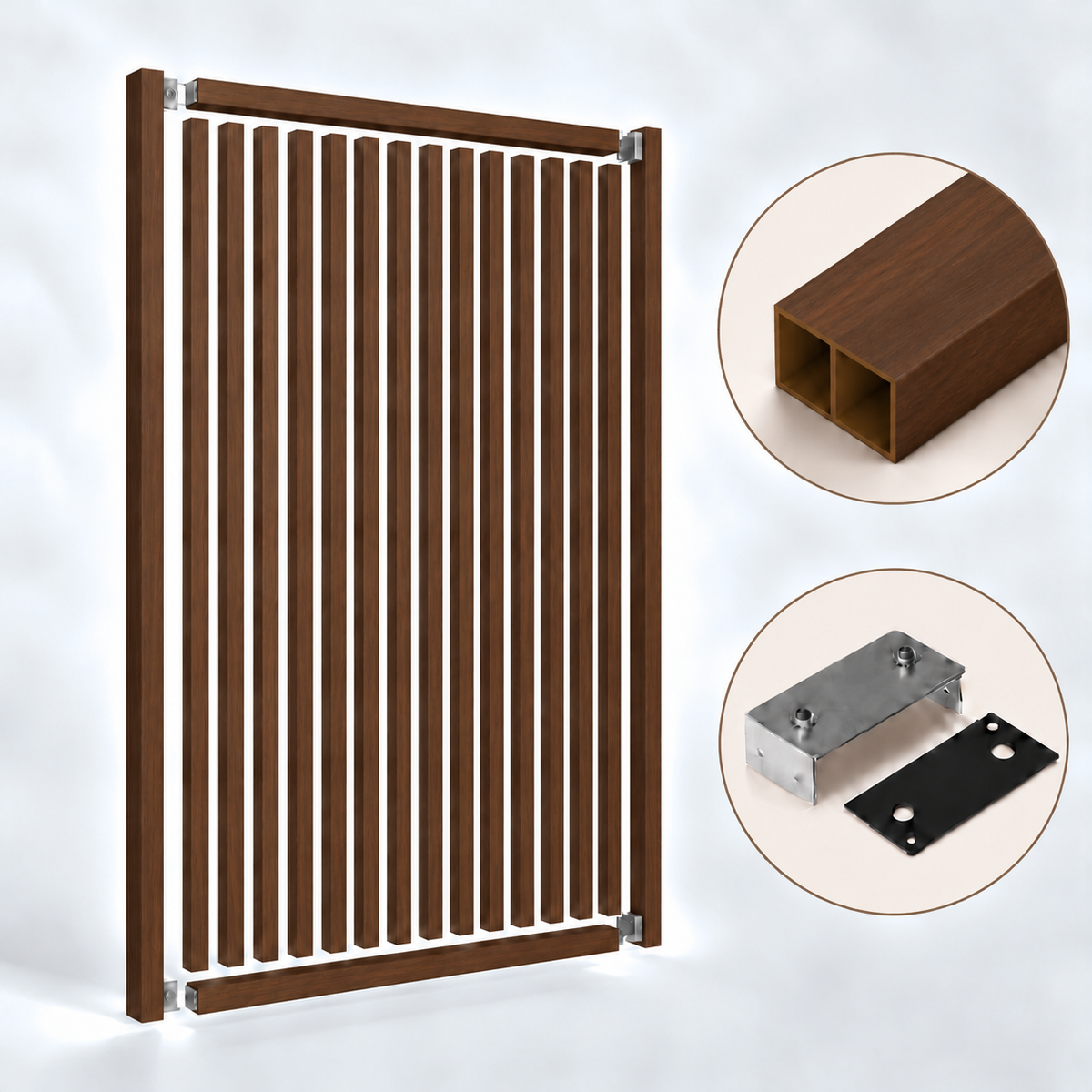 SIPA PURE Kit completo (16 toghe+2 basi orizzontali+staffe fisse) Divisorio Frangiluce in PVC Effetto Legno – rifilabile  1550x2900mm - Eternal Parquet