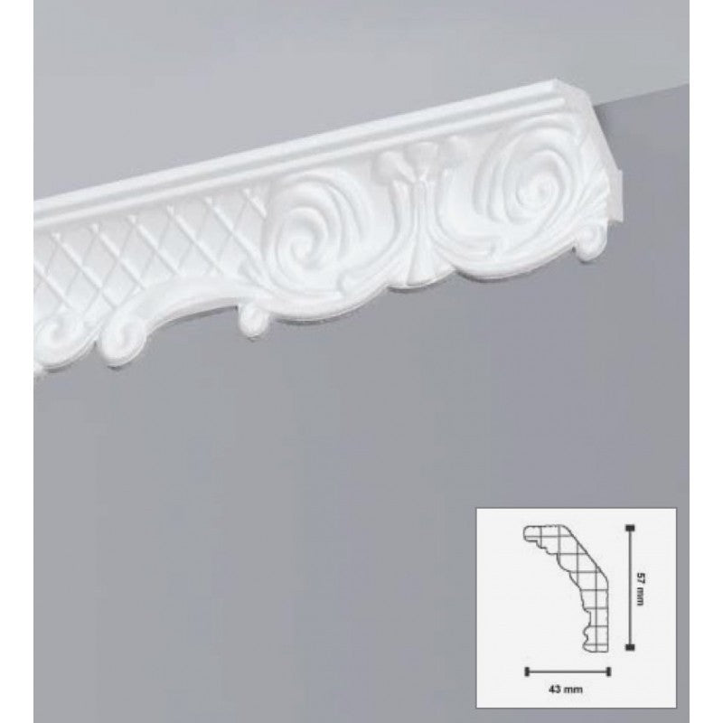 €0,99ml *** STOCK *** Pacco da 114ml di cornice decorativa in XPS compatto 57X43x2000 LD41G Eternal Parquet