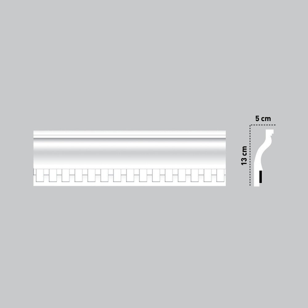 €1,80ml *** STOCK ***. Pacco da 110ml di cornice decorativa in polistirolo compatto XPS 130X50x2000 LDK05 - Eternal Parquet
