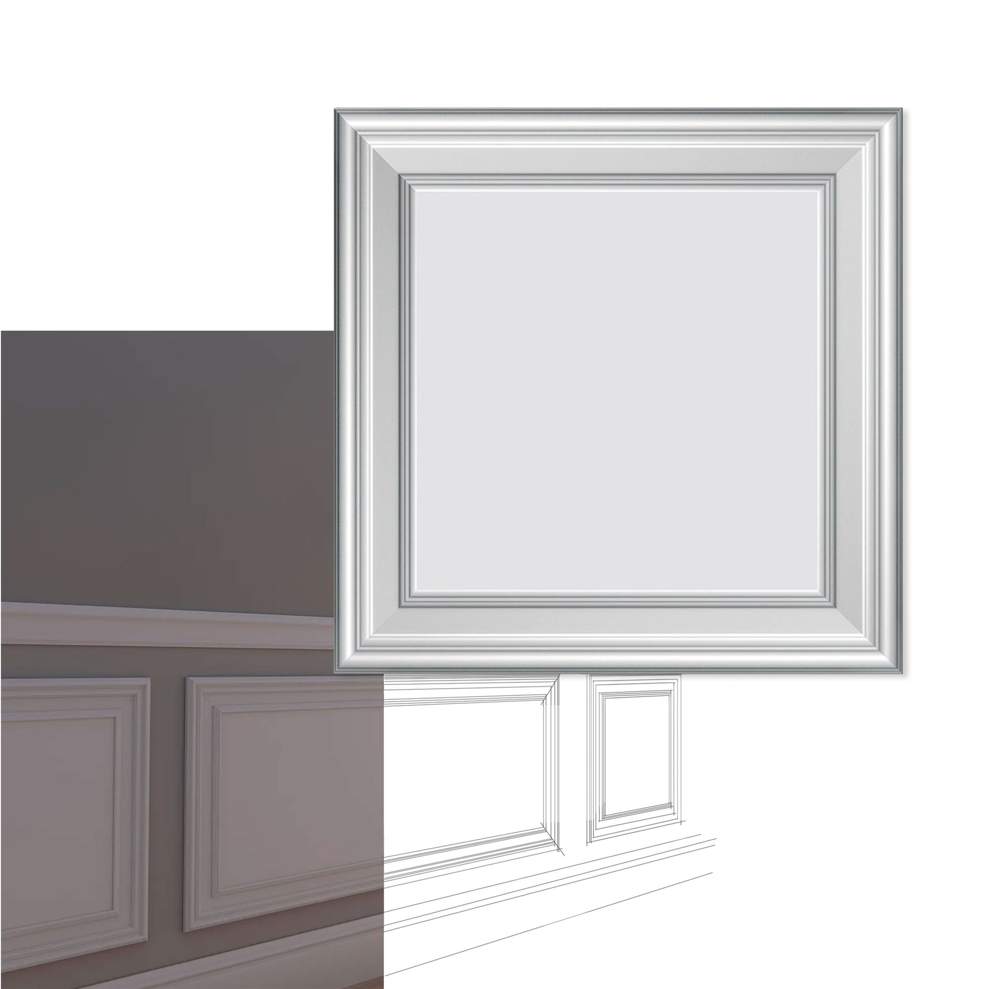 Pannello Bianco completo per boiserie 80x55x1,9cm con cornice in Duropolimero e riempimento in cartongesso - Eternal Parquet