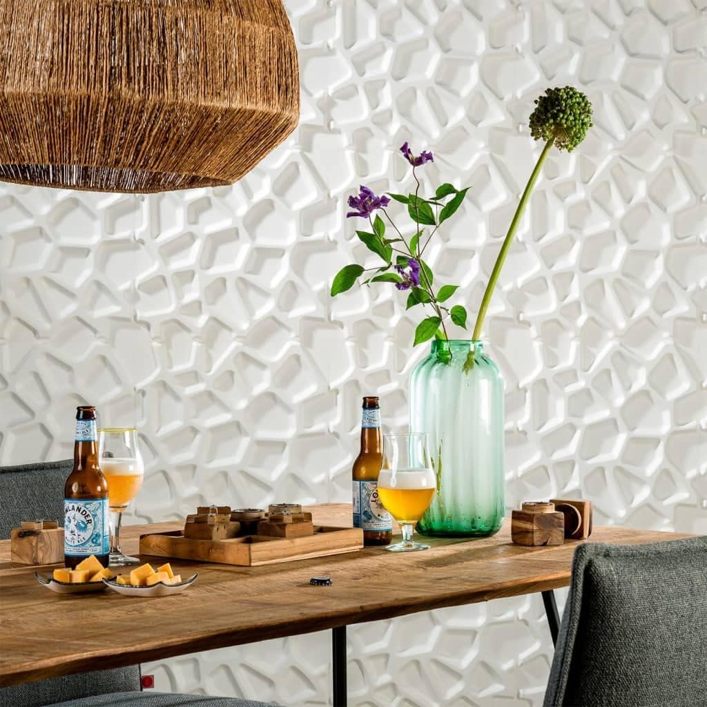 €1,99 Pannello in fibra naturale a parete 3D, rivestimento di lusso 3D 50X50cm BIANCO verniciabile GRIGLIA Eternal Parquet