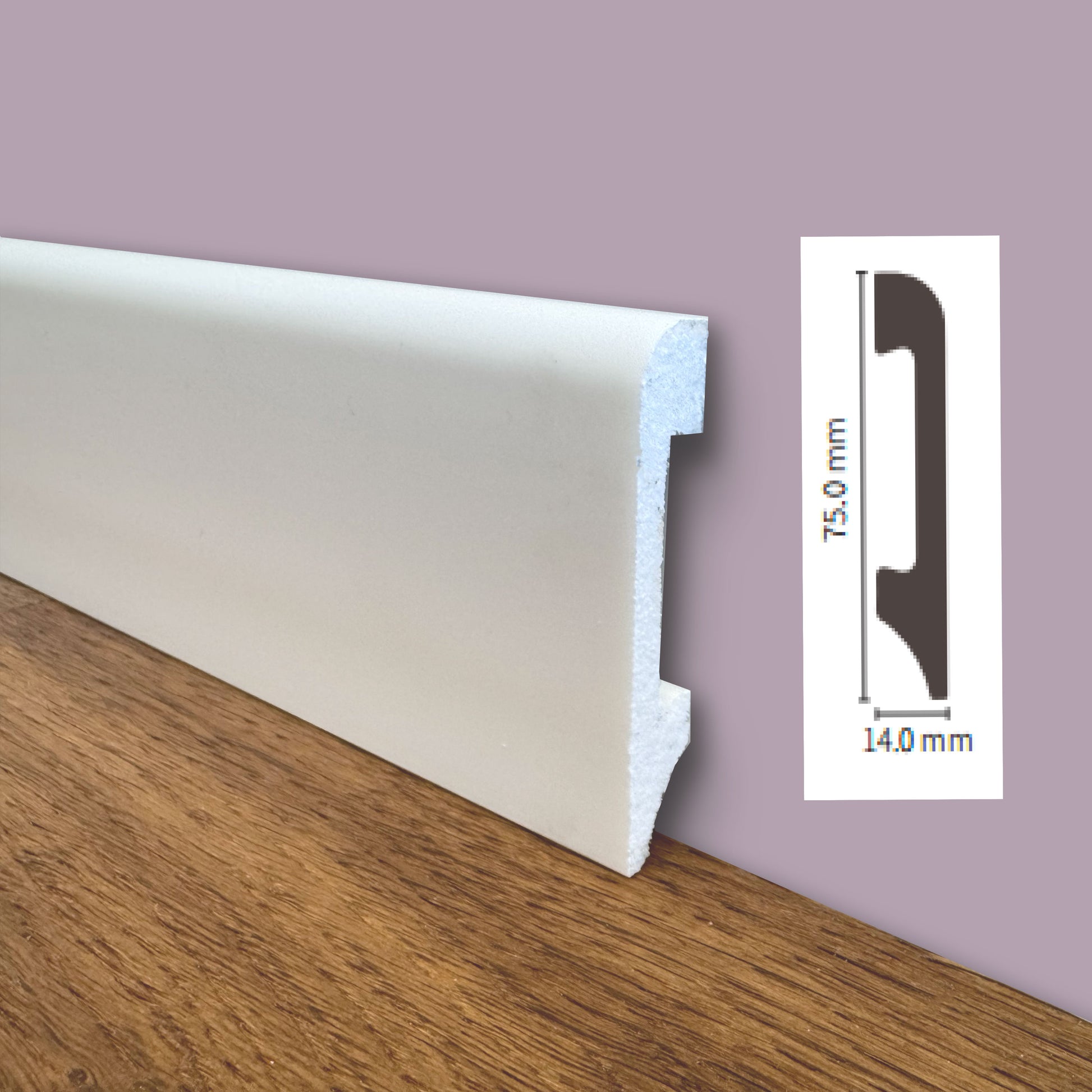 bancale da 100ml di Battiscopa BC in POLIMERI linea BASICBOARD  75x14mm - BIANCO pitturabile - Eternal Parquet