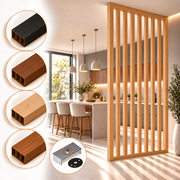 SIPA BOLD Kit completo (9 toghe+2 basi orizzontali+staffe GIREVOLI) Divisorio Frangiluce in PVC Effetto Legno – rifilabile  910x2900mm