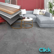 Pavimento Piastroni SPC in Polvere di Pietra click 5mm 610x305mm effetto Cemento/resine CONCRETE GREY - Eternal Parquet