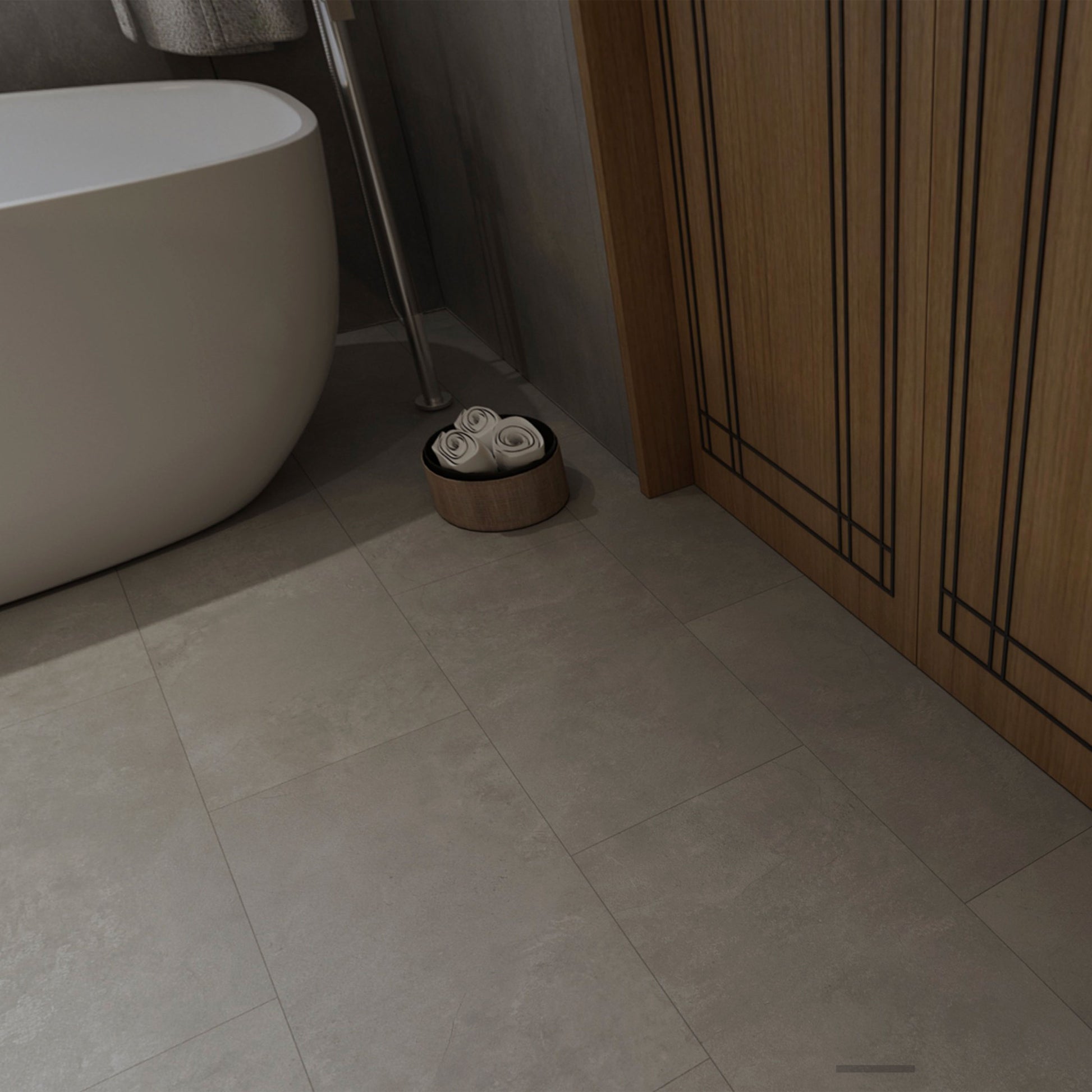 Pavimento Piastroni SPC in Polvere di Pietra click 5mm 610x305mm effetto Cemento/resine CONCRETE GREY - Eternal Parquet