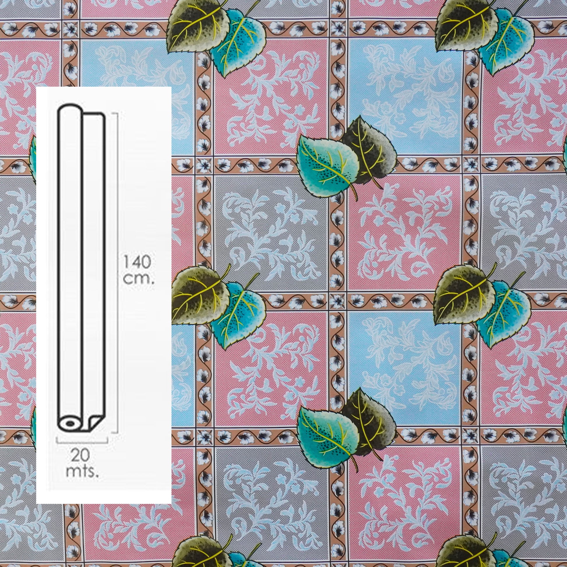 ***MEGA STOCK*** Rotolo da 20 metri (H140cm) di Tovaglia PVC telata cerata Per Casa, Sagre, Pizzerie FOGLIOLINE - Eternal Parquet