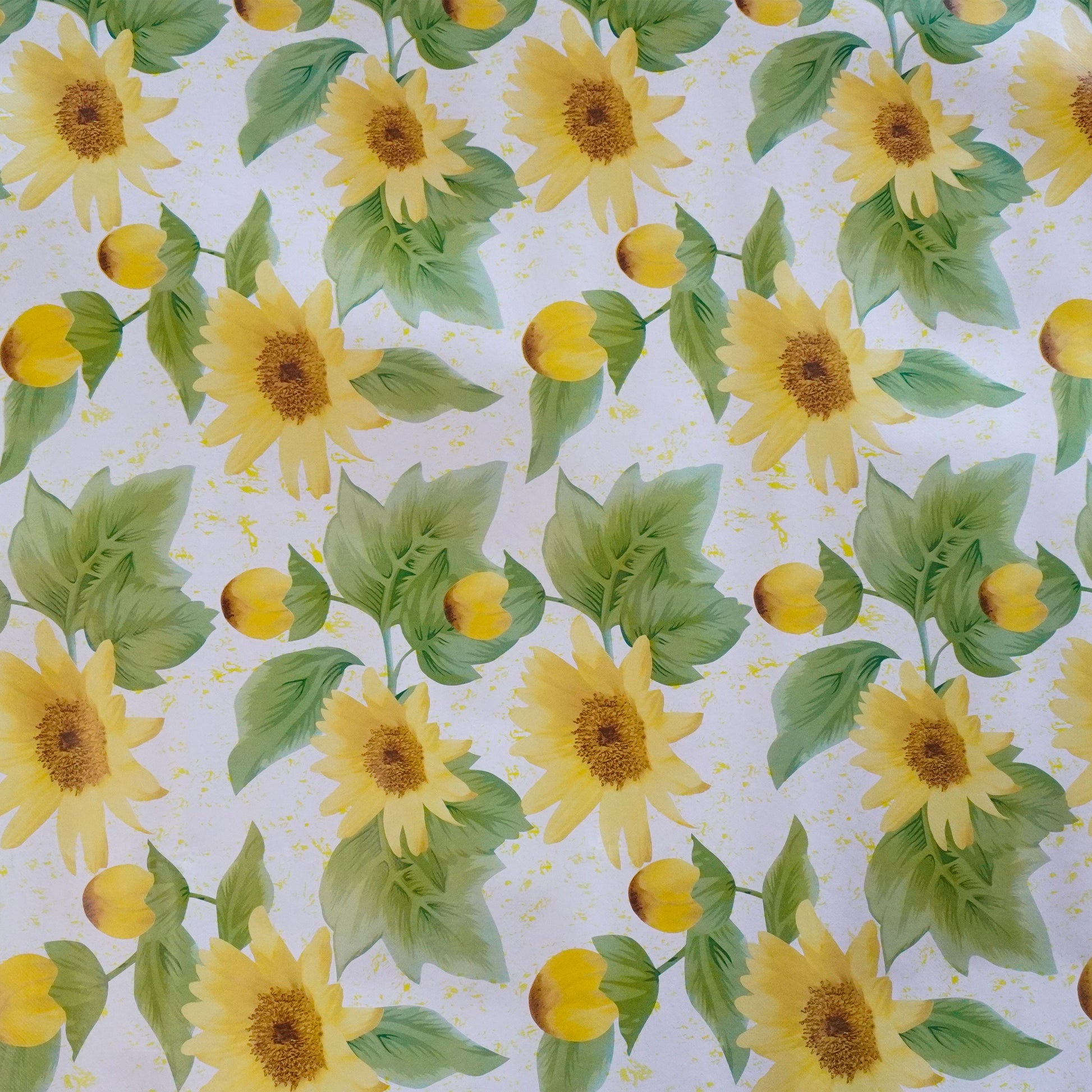 ***MEGA STOCK*** Rotolo da 20 metri (H140cm) di Tovaglia PVC telata cerata Per Casa, Sagre, Pizzerie GIRASOLI CON VERDE - Eternal Parquet