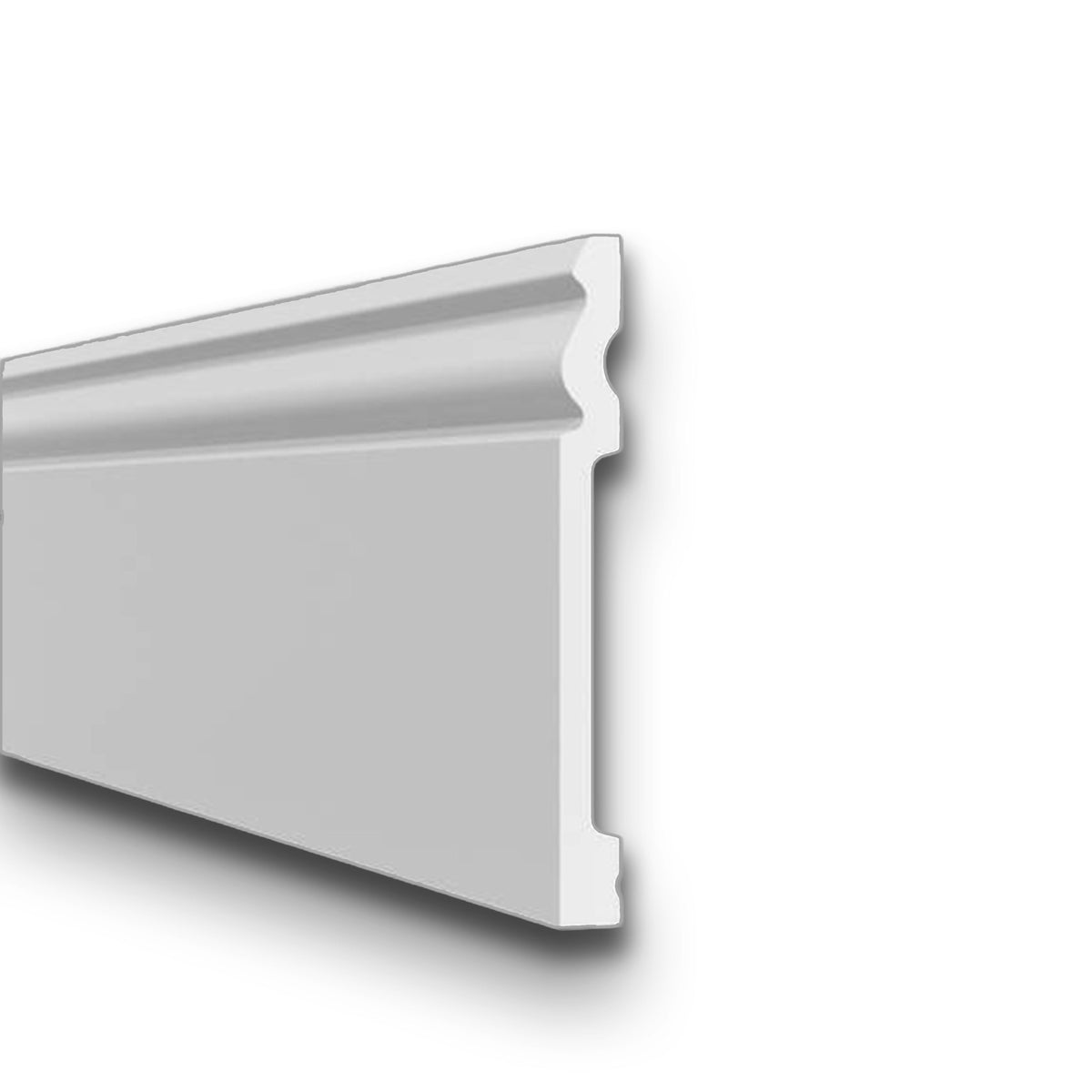 Battiscopa RESISTO in polimeri extracompatti mod. DUCALE Bianco mis. 150x15mm (prezzo al metro)