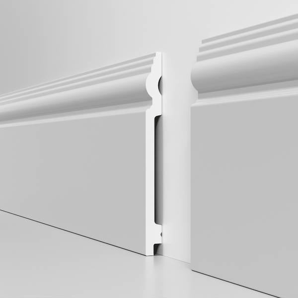 Battiscopa RESISTO in polimeri extracompatti mod. SFORZESCO Bianco mis. 170x15mm (prezzo al metro)