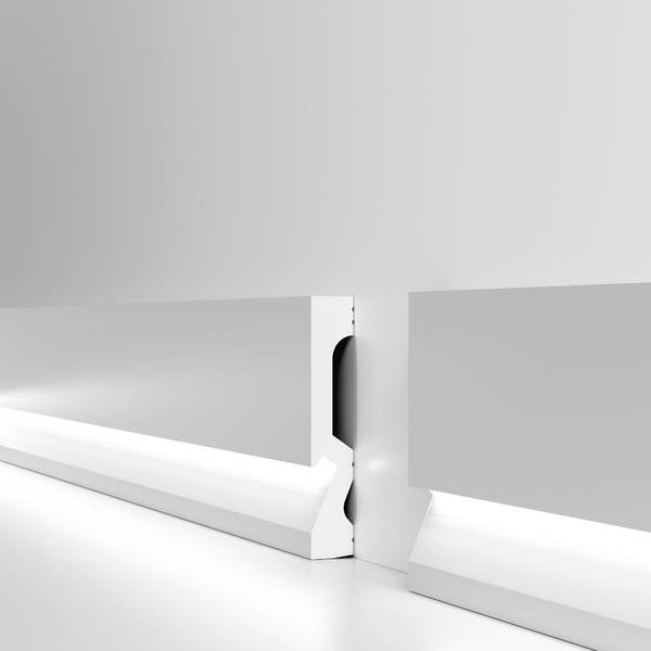 Battiscopa per LED squadrato Passacavo LUXURY QUALITY 100x18mm in POLIMERI - Polistrutturato (prezzo al metro)