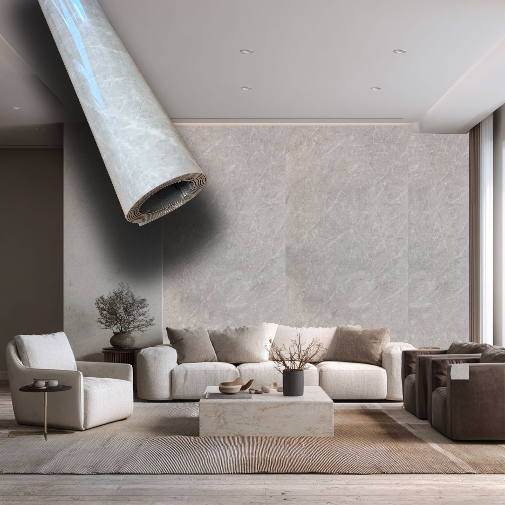 Rotolo da 3,6mq Rivestimento AUTOADESIVO in SXP thermo/acustico MARMO LUCIDO HI-RES 1200x3000x2,5mm HYDRO. Col. 358-48 - Eternal Parquet