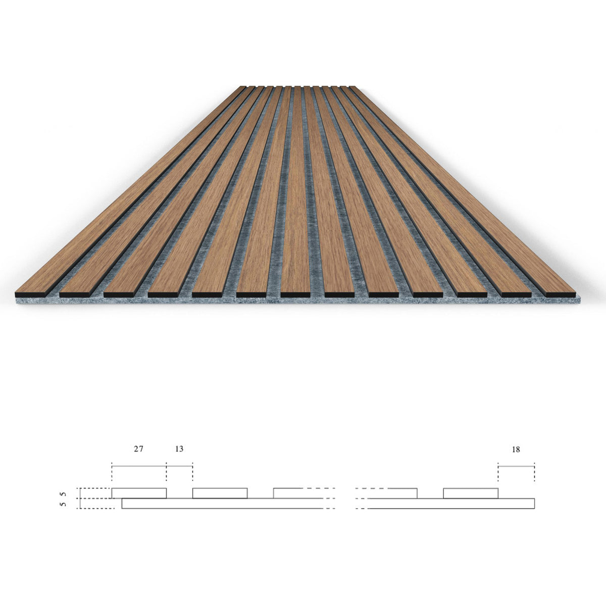 Pannello acustico dogato cannettato decorativo 2800x600x10mm in VERO LEGNO+Pet+Mdf "varie essenze" - Eternal Parquet