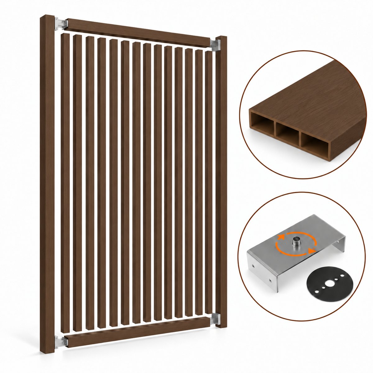 SIPA SLIM Kit completo (16 toghe+2 basi orizzontali+staffe GIREVOLI) Divisorio Frangiluce in PVC Effetto Legno – rifilabile  1525x2900mm