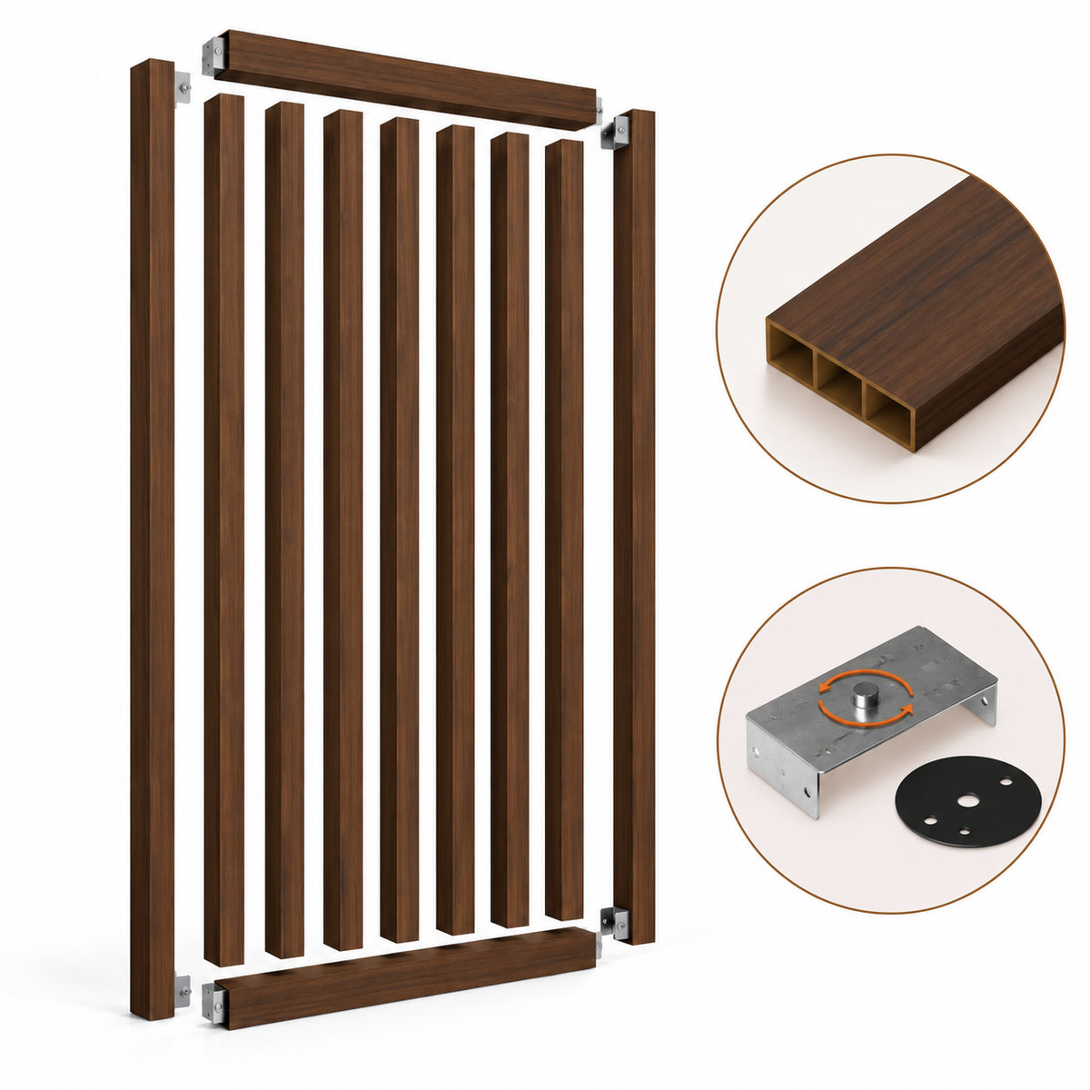 SIPA SLIM Kit completo (9 toghe+2 basi orizzontali+staffe GIREVOLI) Divisorio Frangiluce in PVC Effetto Legno – rifilabile  805x2900mm - Eternal Parquet