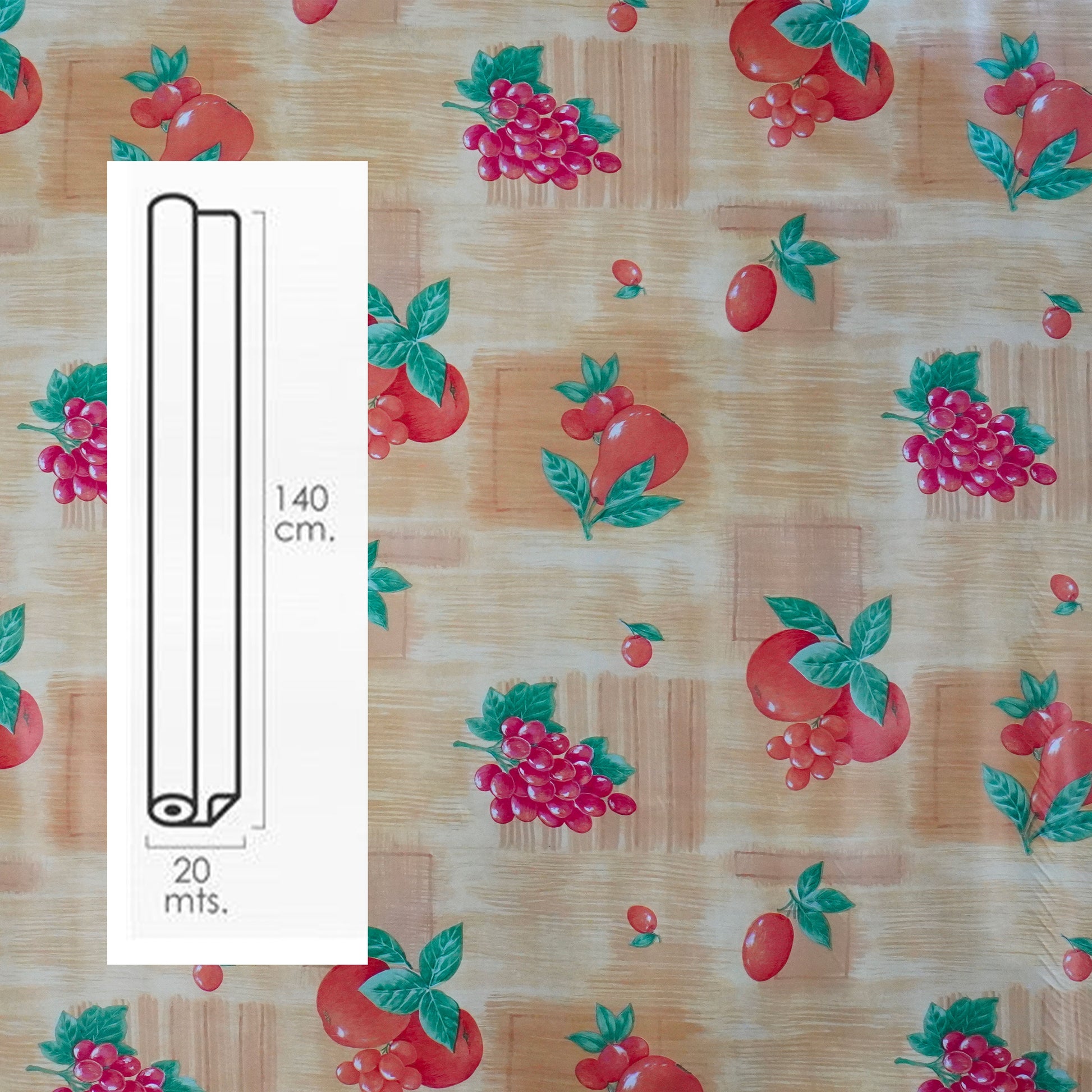 ***MEGA STOCK*** Rotolo da 20 metri (H140cm) di Tovaglia PVC telata cerata Per Casa, Sagre, Pizzerie POMODORI - Eternal Parquet
