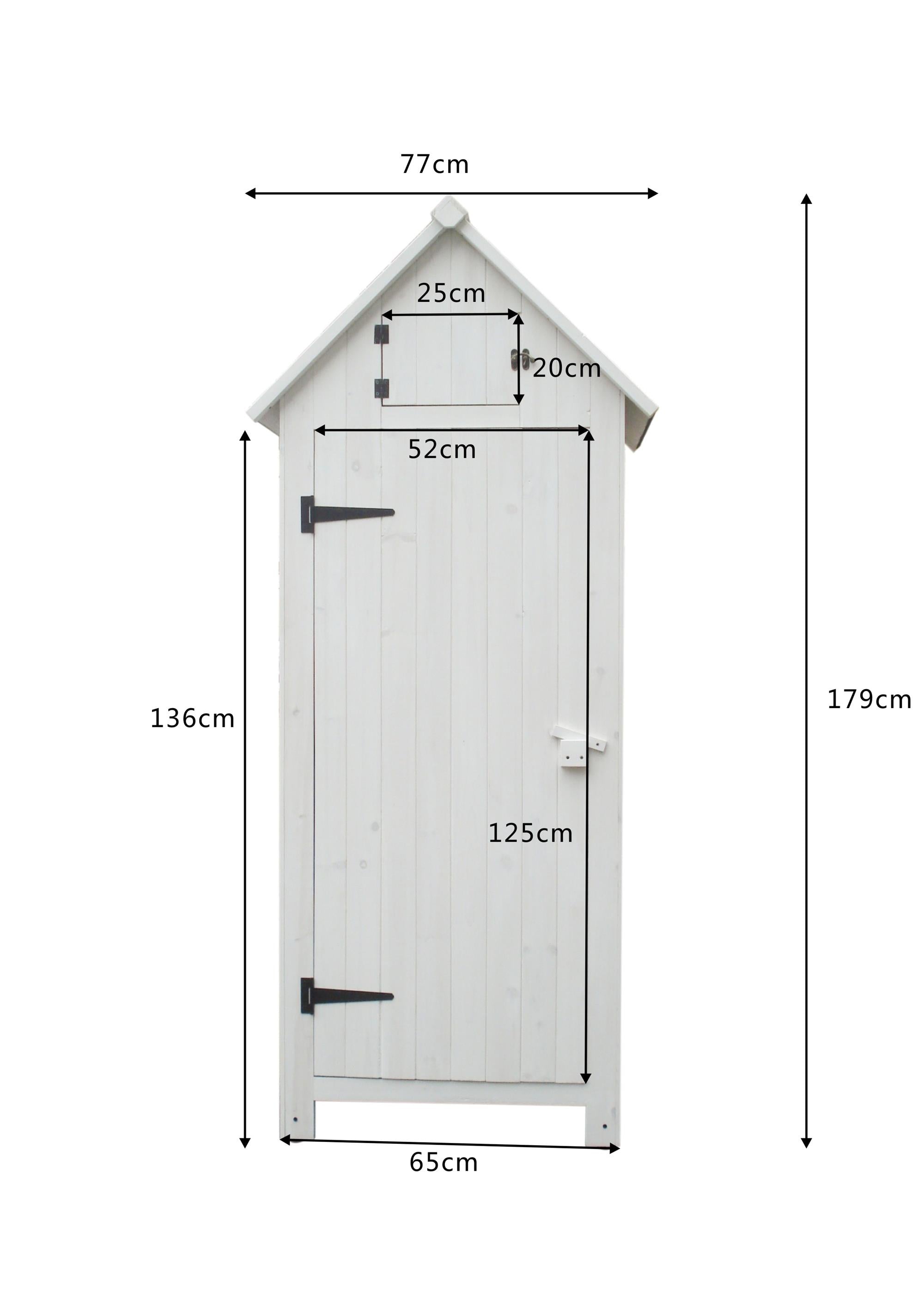Ντουλάπα κήπου σε ξύλο ελάτης, εμποτισμένη, λευκό χρώμα, 3 ράφια