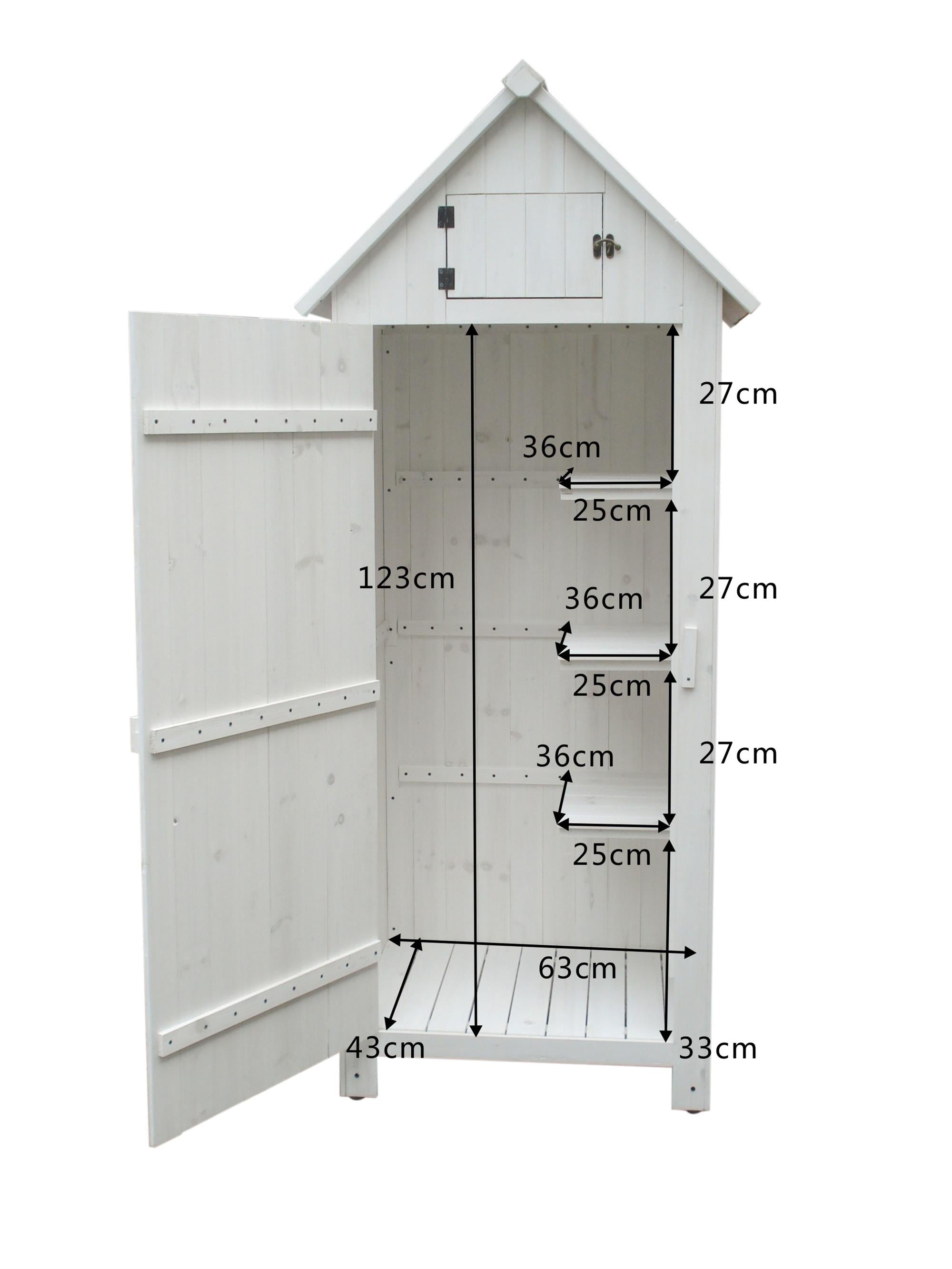 Ντουλάπα κήπου σε ξύλο ελάτης, εμποτισμένη, λευκό χρώμα, 3 ράφια