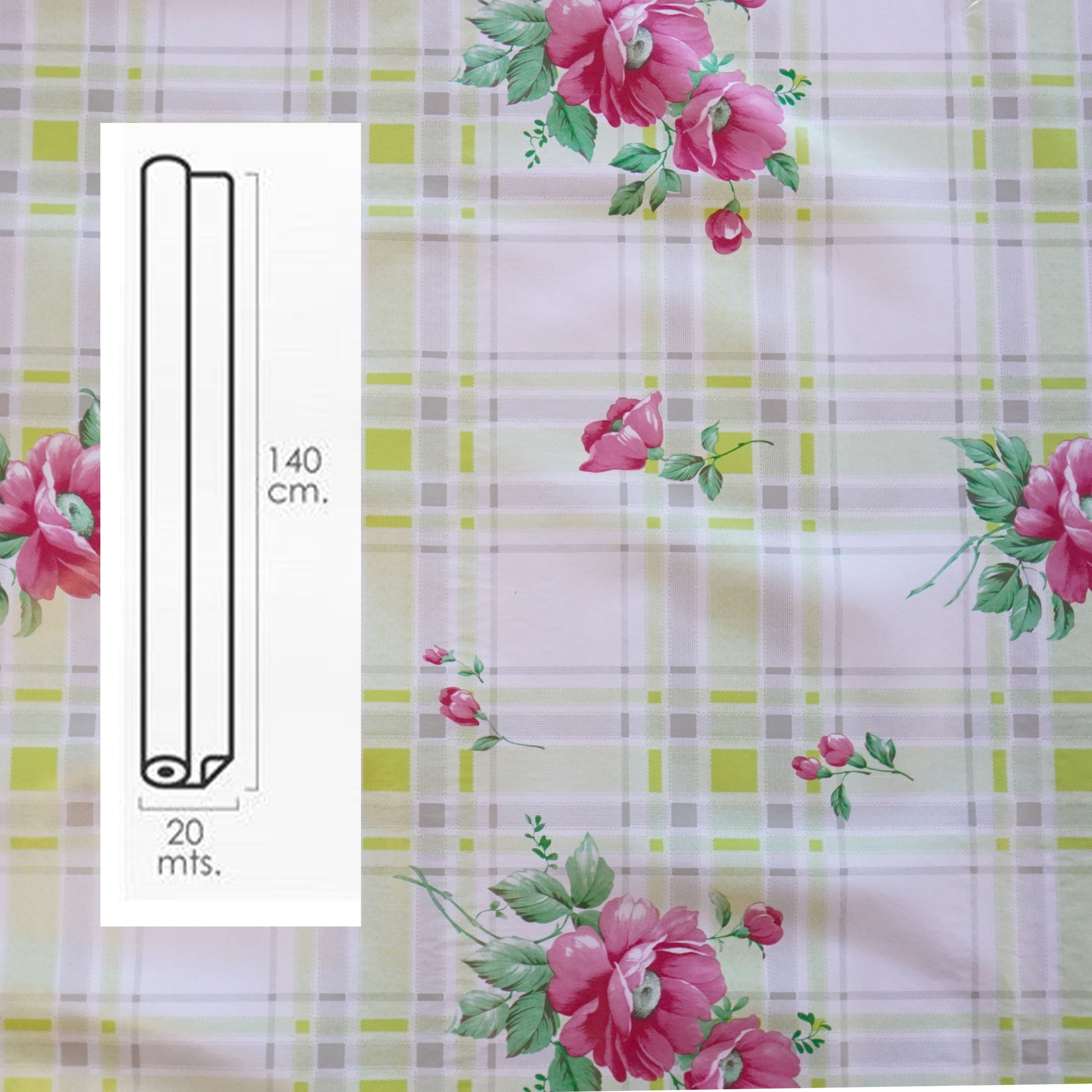 ***MEGA STOCK*** Rotolo da 20 metri (H140cm) di Tovaglia PVC telata cerata Per Casa, Sagre, Pizzerie QUADRI E FIORI ROSA - Eternal Parquet