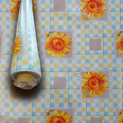 ***MEGA STOCK*** Rotolo da 20 metri (H140cm) di Tovaglia PVC telata cerata Per Casa, Sagre, Pizzerie QUADRI E GIRASOLI ARANCIO - Eternal Parquet