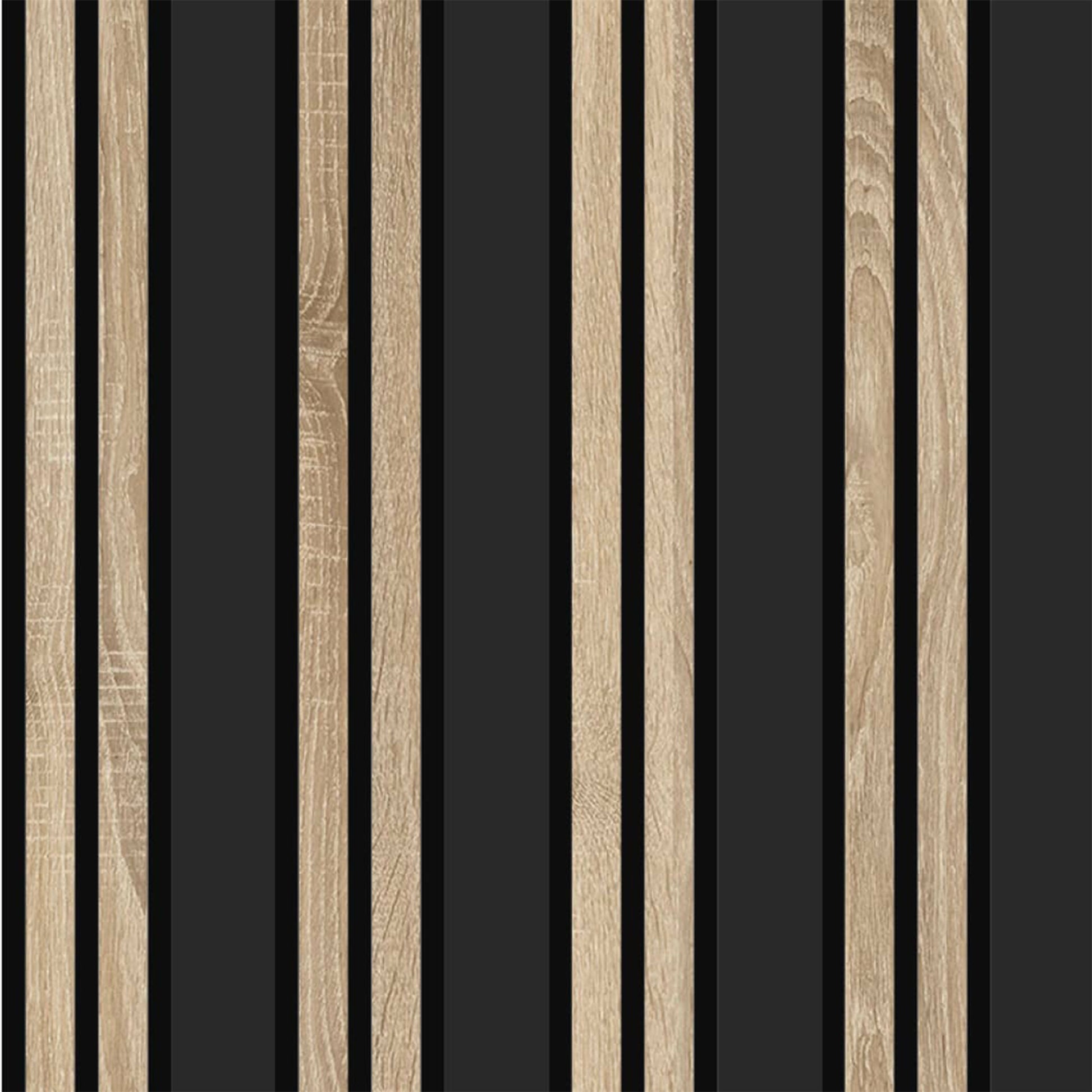 Pannello ACUSTICO arrotolabile (1,66mq) a Lamelli in Fibra di legno  mis. 9x600x2780mm BLACK + NATURALE - Eternal Parquet