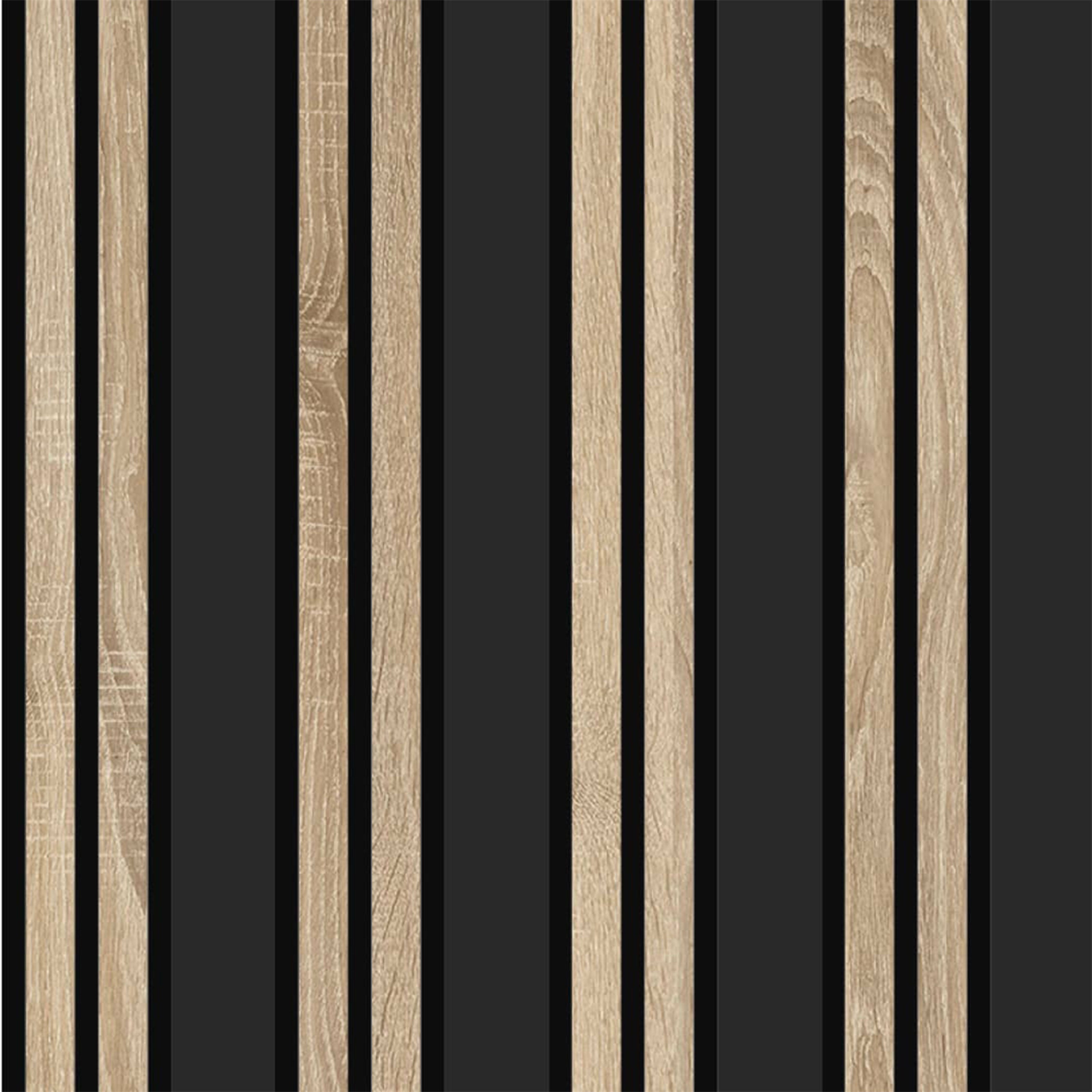 Pannello ACUSTICO arrotolabile (1,66mq) a Lamelli in Fibra di legno  mis. 9x600x2780mm BLACK + NATURALE - Eternal Parquet