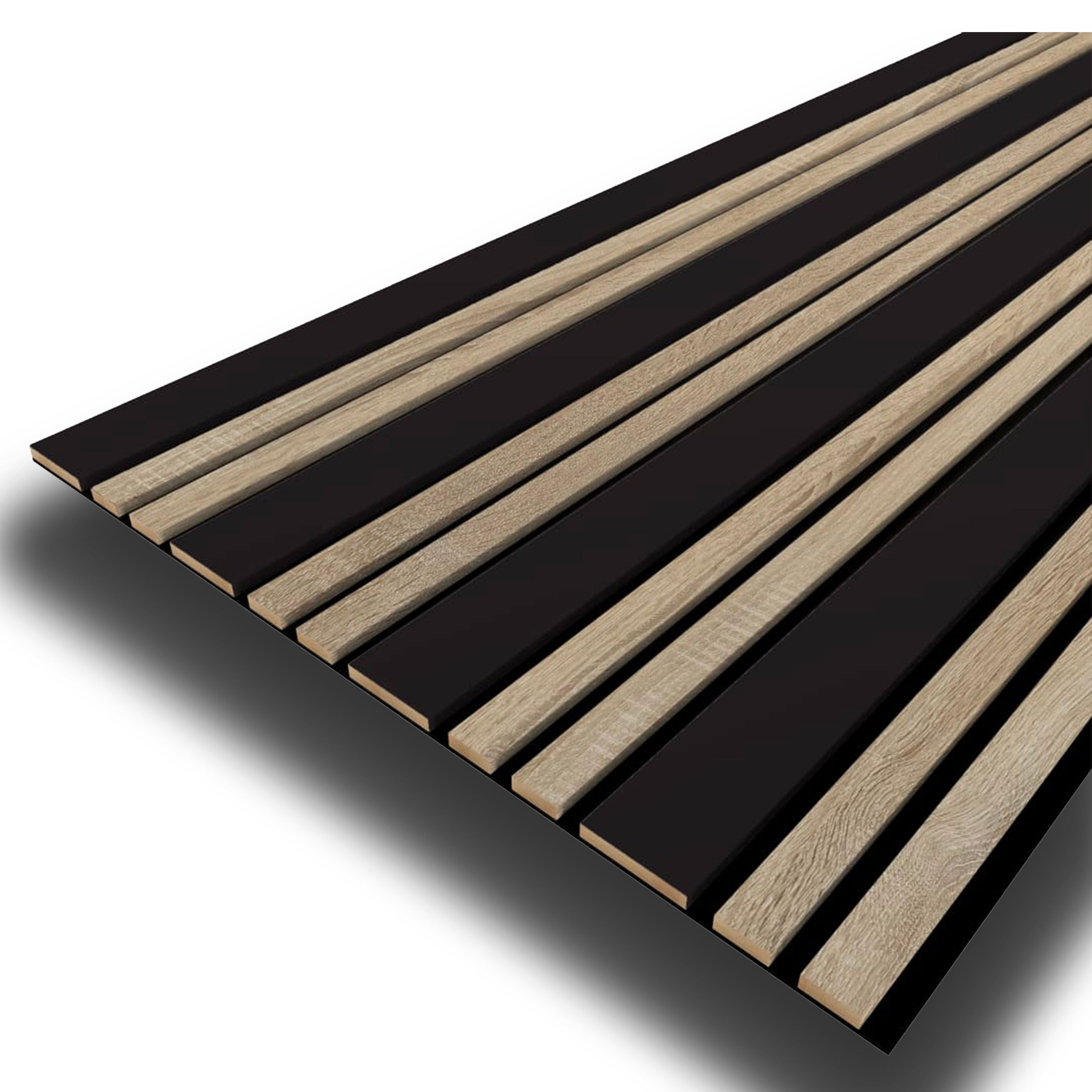 Pannello ACUSTICO arrotolabile (1,66mq) a Lamelli in Fibra di legno  mis. 9x600x2780mm BLACK + NATURALE - Eternal Parquet