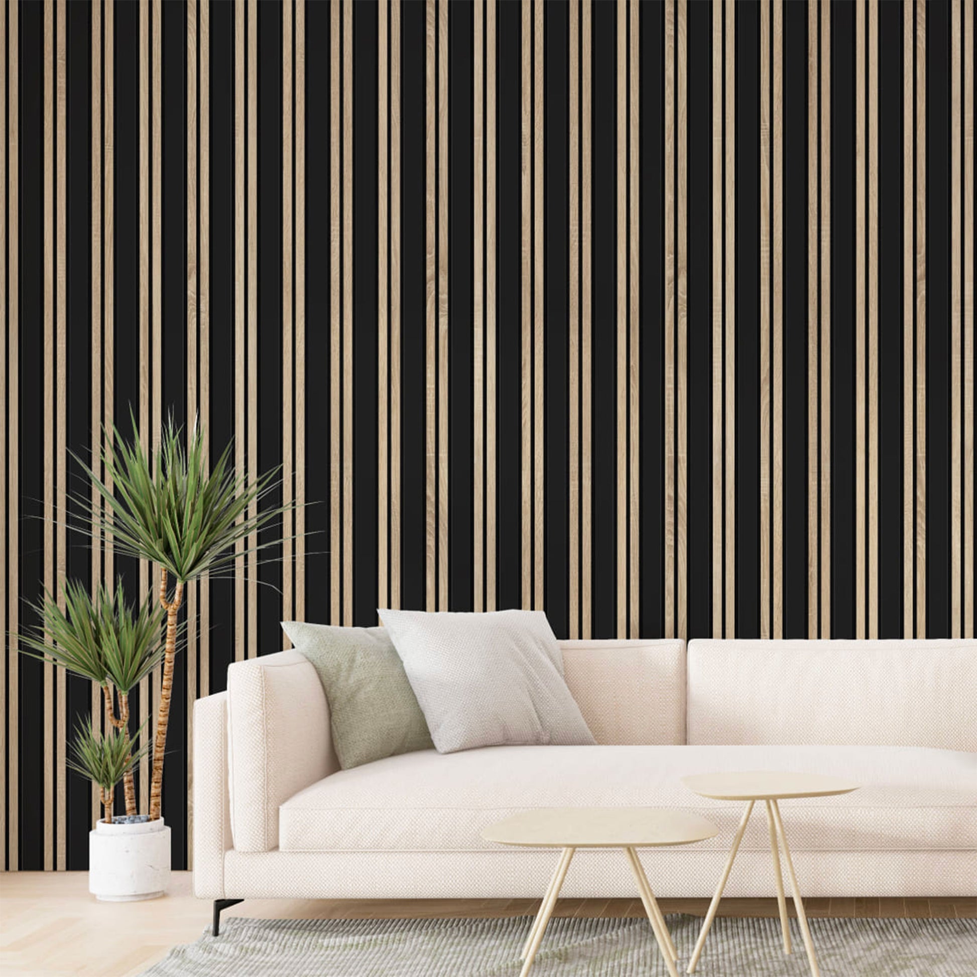 Pannello ACUSTICO arrotolabile (1,66mq) a Lamelli in Fibra di legno  mis. 9x600x2780mm BLACK + NATURALE - Eternal Parquet