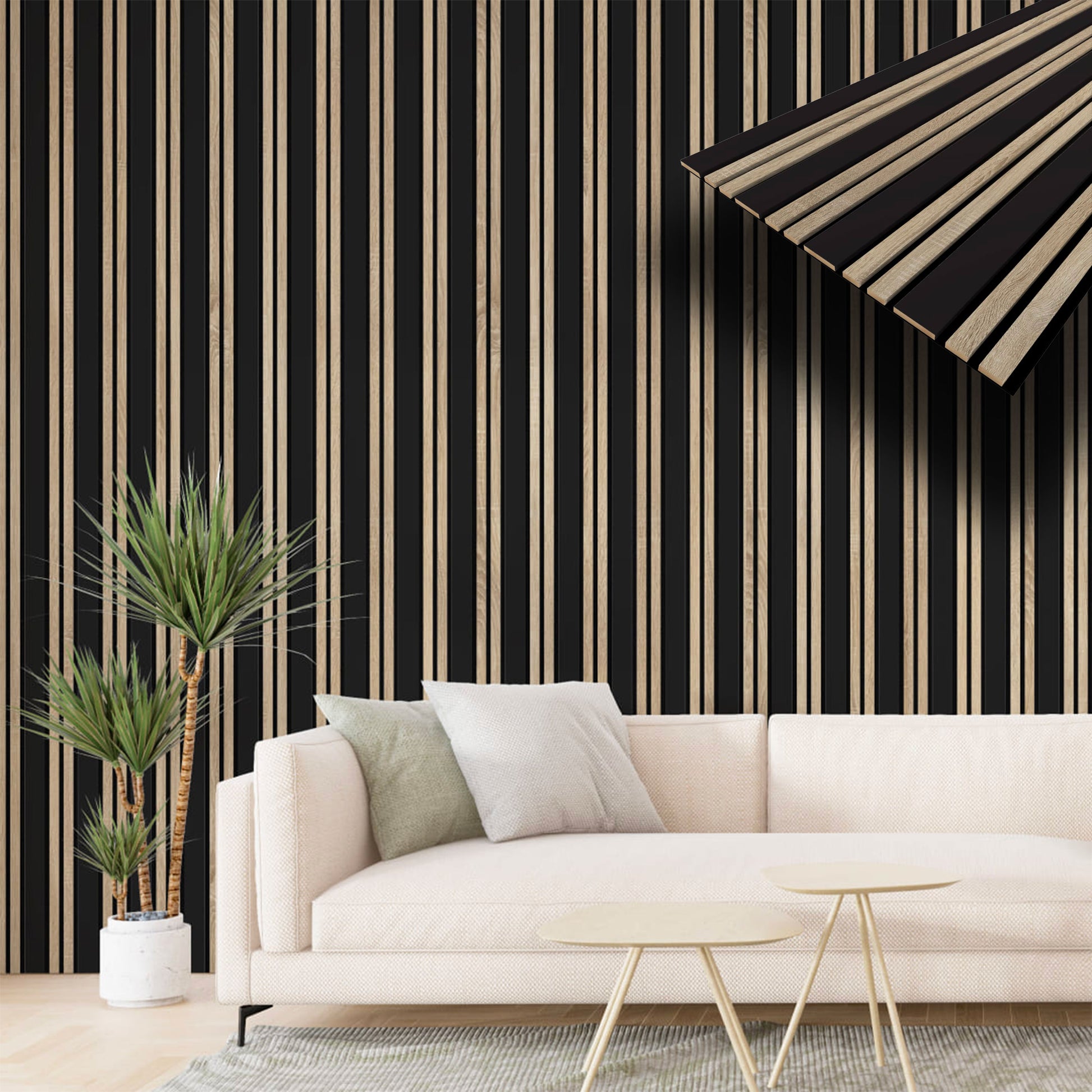 Pannello ACUSTICO arrotolabile (1,66mq) a Lamelli in Fibra di legno  mis. 9x600x2780mm BLACK + NATURALE - Eternal Parquet