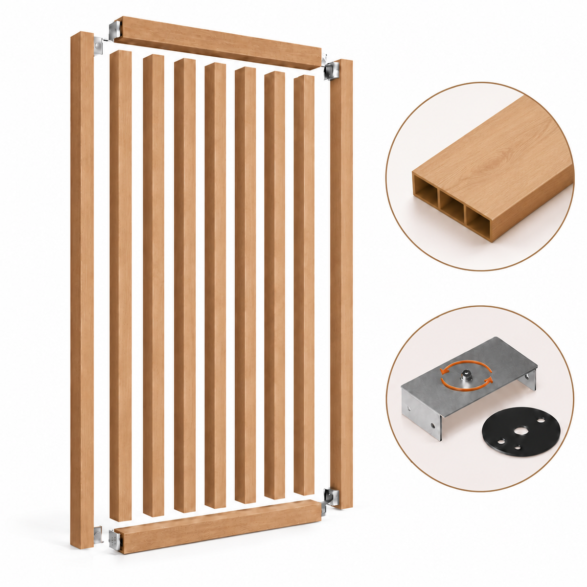 SIPA SLIM Kit completo (9 toghe+2 basi orizzontali+staffe GIREVOLI) Divisorio Frangiluce in PVC Effetto Legno – rifilabile  805x2900mm - Eternal Parquet