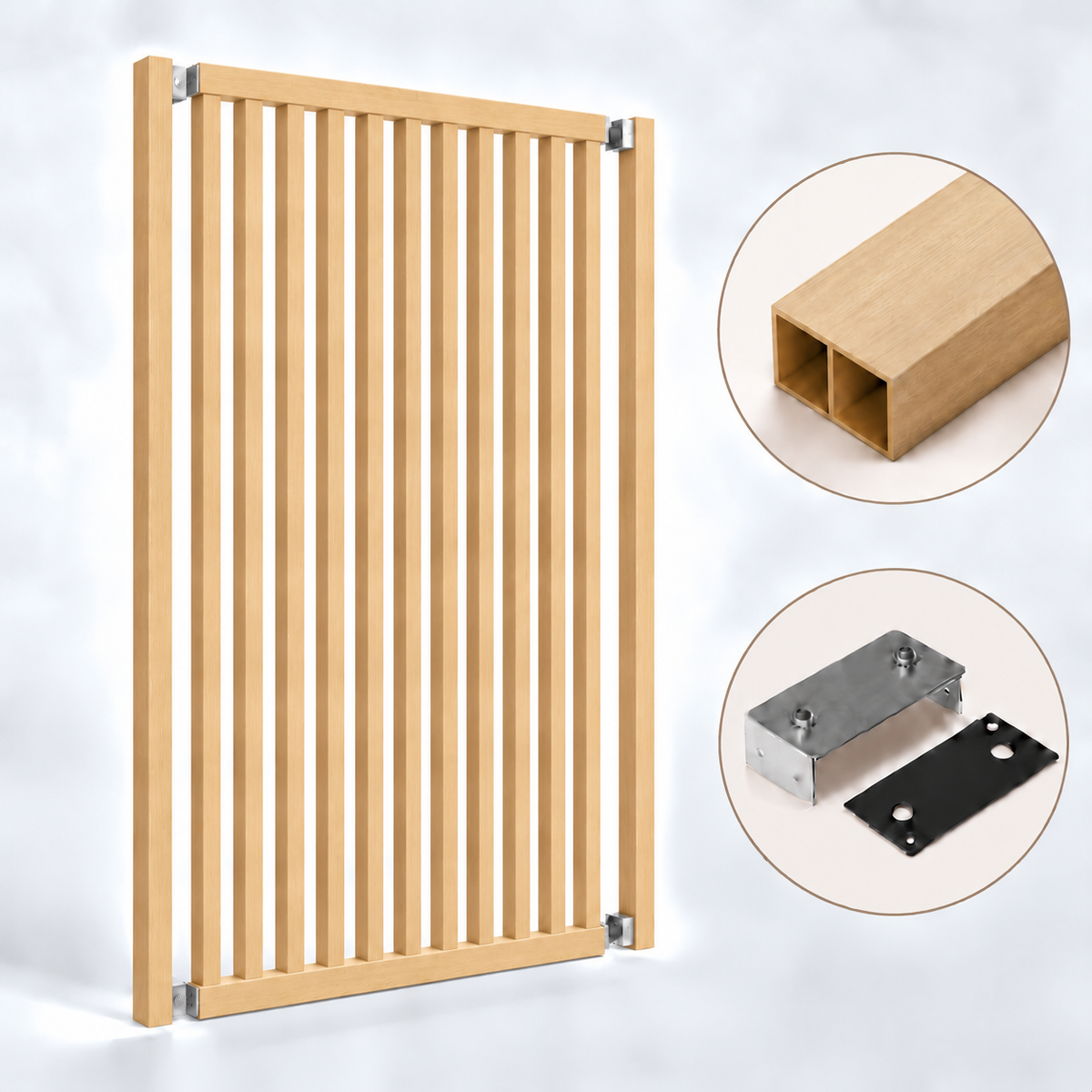 SIPA PURE Kit completo (13 toghe+2 basi orizzontali+staffe fisse) Divisorio Frangiluce in PVC Effetto Legno – rifilabile  1250x2900mm - Eternal Parquet