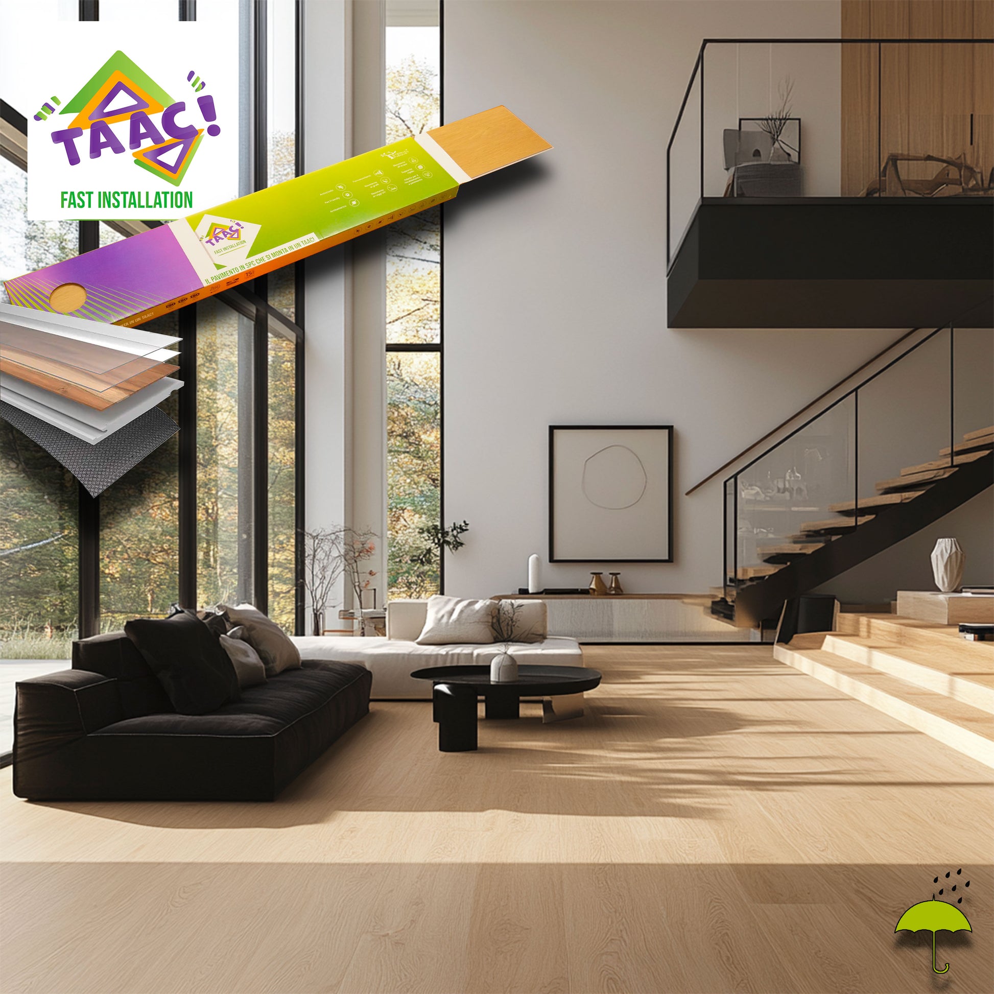 TAAC! il Pavimento SPC in Polvere di Pietra Fast-click 5mm (sp.4+1) HI-RES 1220x228mm mod. RIGEL - Eternal Parquet