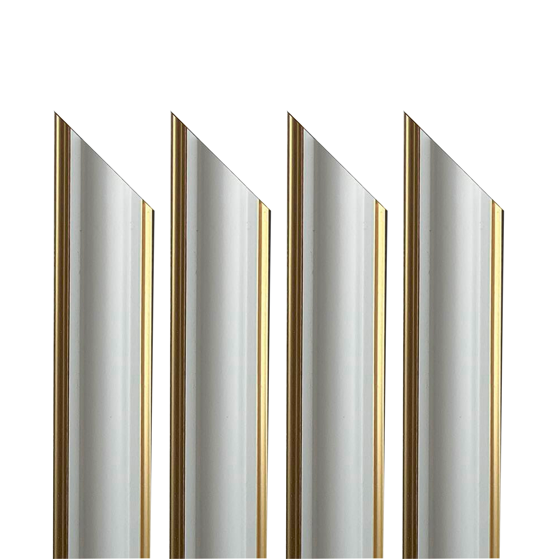 4 barre intere PRETAGLIATE AD ANGOLO per Bugna Boiserie in polimeri linea GOLD (doppio filo oro) ral 9010 varie dimensioni - Eternal Parquet