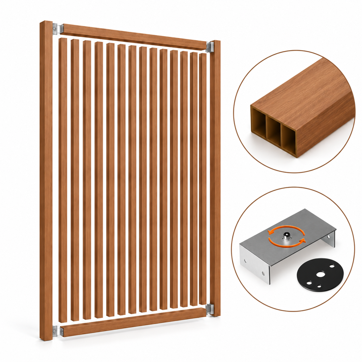 SIPA BOLD Kit completo (16 toghe+2 basi orizzontali+staffe GIREVOLI) Divisorio Frangiluce in PVC Effetto Legno – rifilabile  1600x2900mm