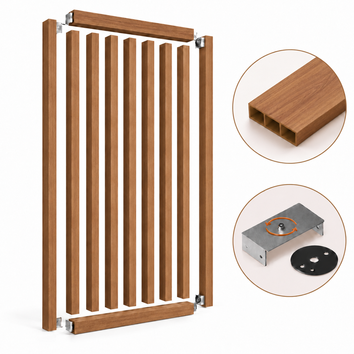 SIPA SLIM Kit completo (9 toghe+2 basi orizzontali+staffe GIREVOLI) Divisorio Frangiluce in PVC Effetto Legno – rifilabile  805x2900mm - Eternal Parquet