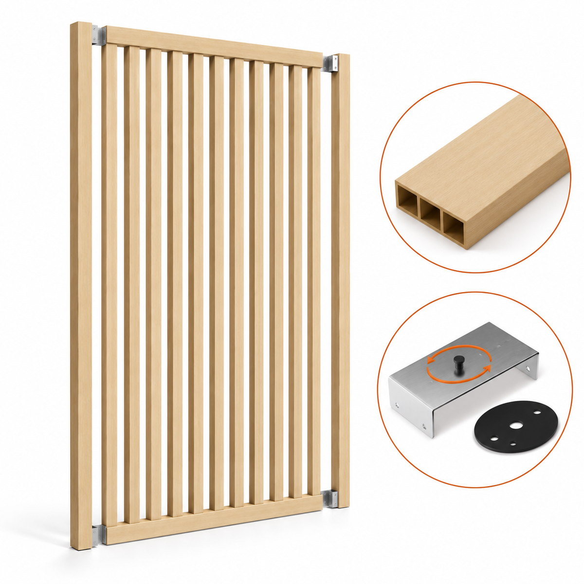 SIPA SLIM Kit completo (13 toghe+2 basi orizzontali+staffe GIREVOLI) Divisorio Frangiluce in PVC Effetto Legno – rifilabile  1205x2900mm