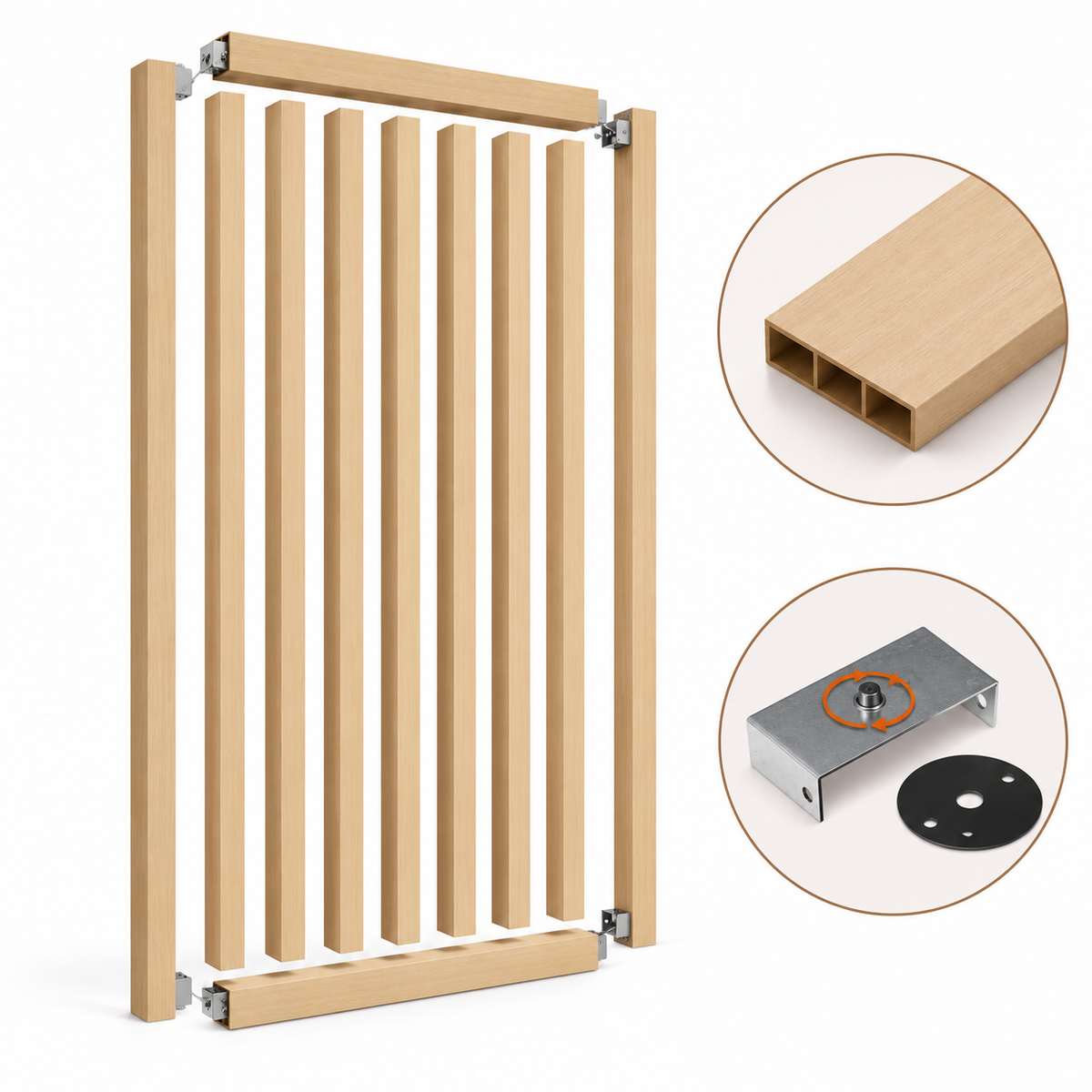 SIPA SLIM Kit completo (9 toghe+2 basi orizzontali+staffe GIREVOLI) Divisorio Frangiluce in PVC Effetto Legno – rifilabile  805x2900mm - Eternal Parquet