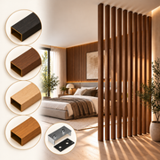 SIPA MINI Divisorio Frangiluce Separè in PVC Effetto Legno – Singole Doghe Fisse o Girevoli + accessori 50x40x2900mm