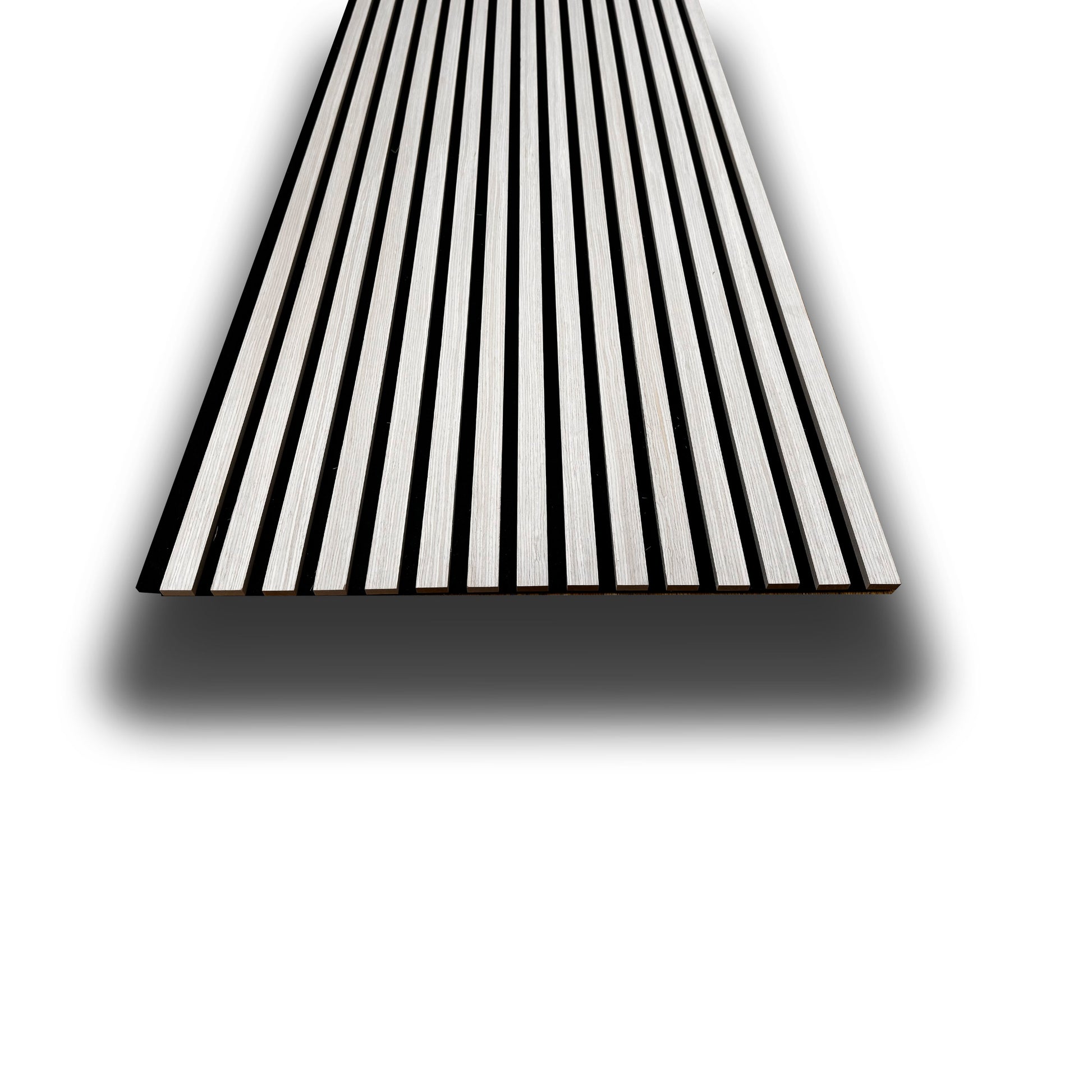 Pannello ACUSTICO (1,74mq) a Lamelli AUTOADESIVO rivestito in VERO LEGNO + feltro + fibra di legno  - mis. 12x600x2900mm ACERO BIANCO - Eternal Parquet