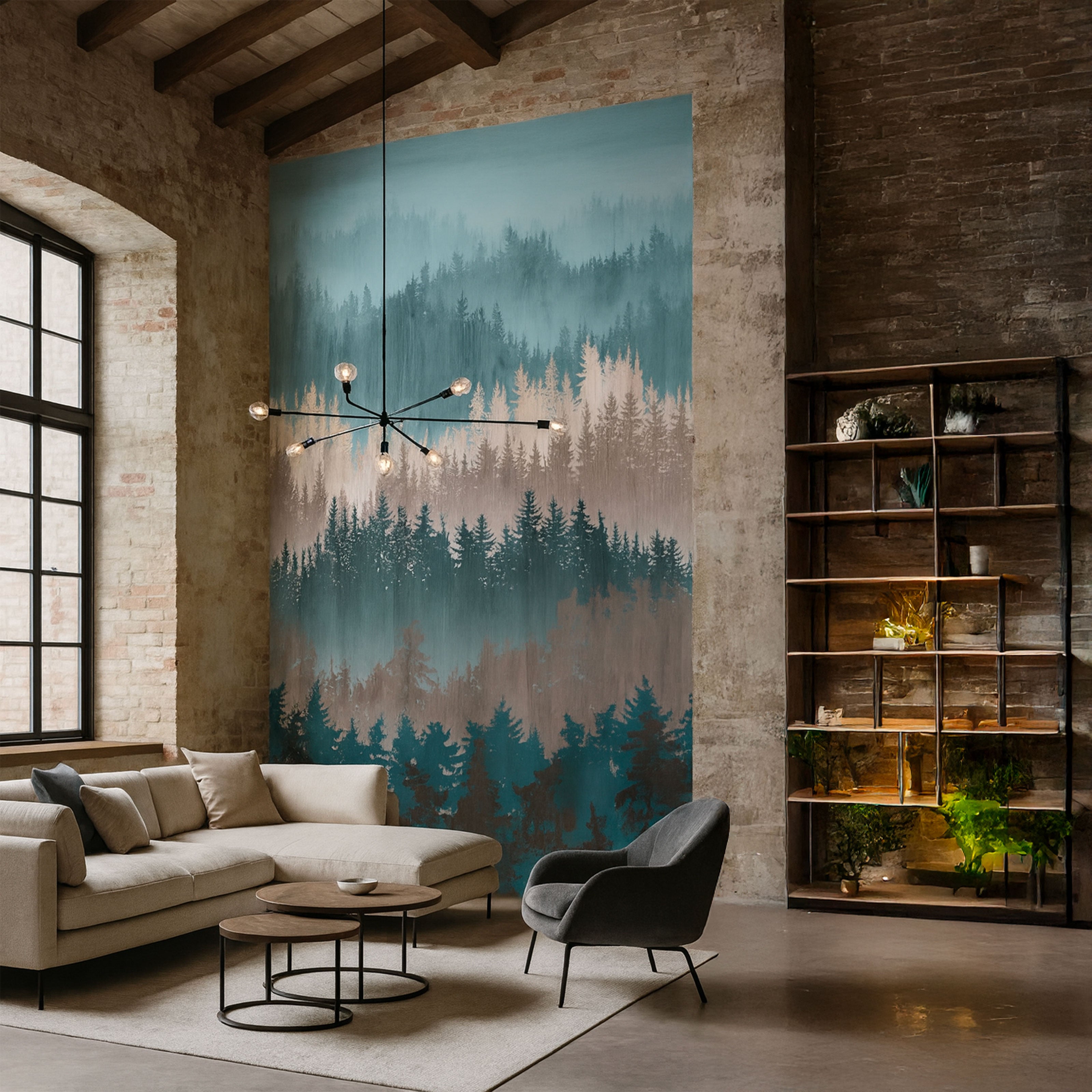 Pannello FOREST GREEN 159x280cm di Carta da Parati TNT VINILICO a modulo raccordabile continuativo (3 teli/rotoli) - Eternal Parquet