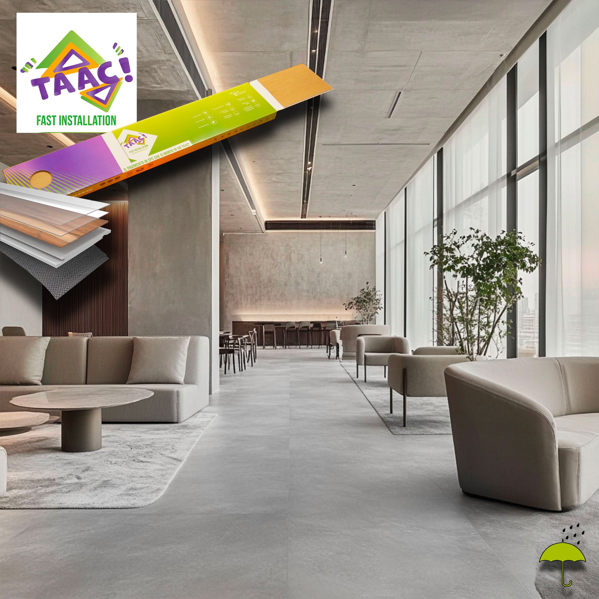 TAAC! il Pavimento SPC in Polvere di Pietra Fast-click 5mm (sp.4+1) eff. Cemento 610X305mm mod. ALTAIR - Eternal Parquet
