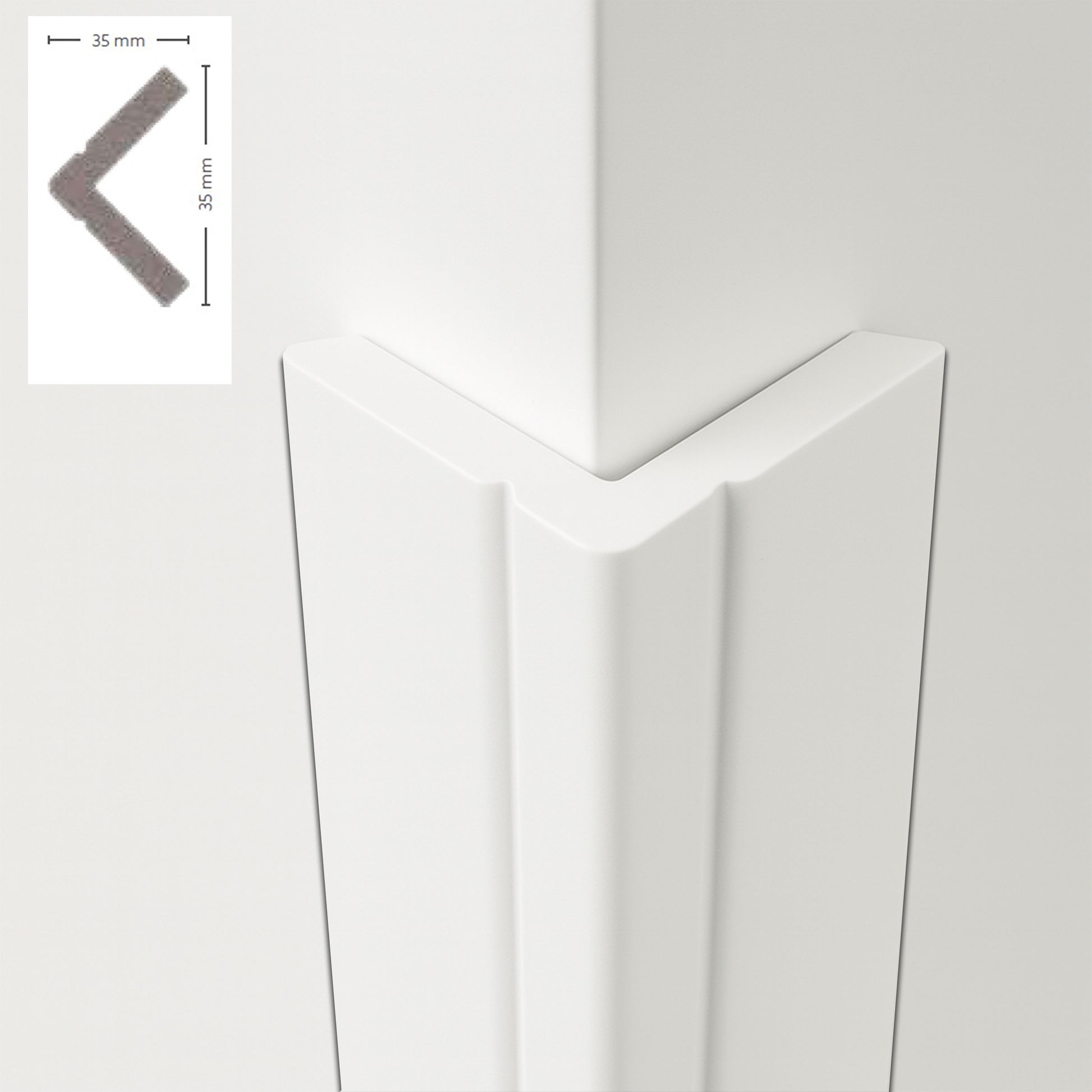 *STOCK FOLLI* asta intera di Profilo angolare in Polimeri Bianco RAL 9016 verniciabile 35X35mm - Eternal Parquet