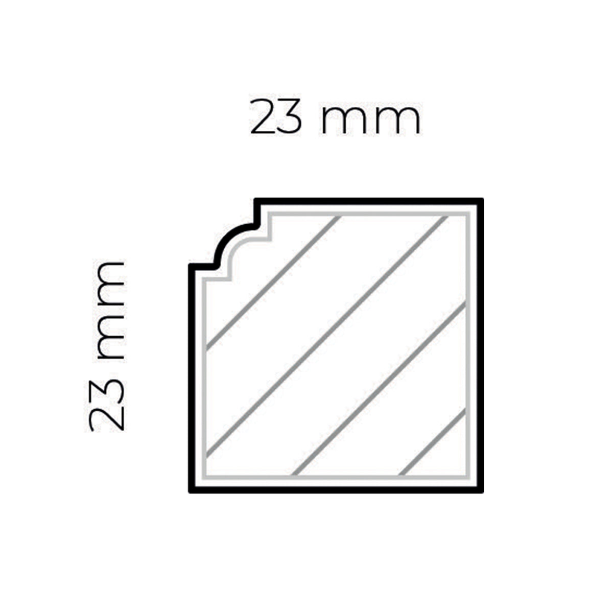 Angolari interno/esterno per battiscopa bianco - universale in polimeri – Kit 8 pezzi rifilabili 23x23x250 mm