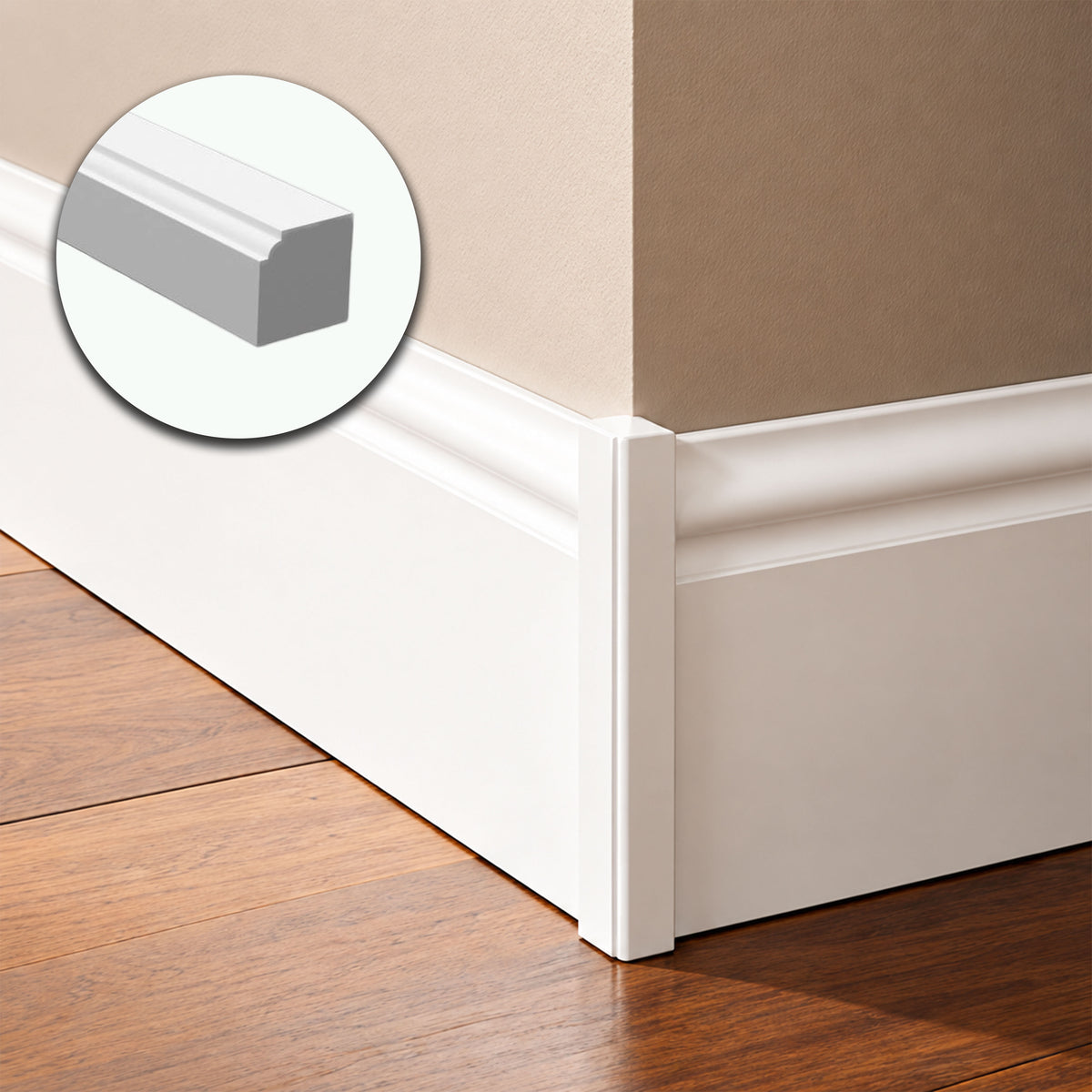 Angolari interno/esterno per battiscopa bianco - universale in polimeri – Kit 8 pezzi rifilabili 23x23x250 mm