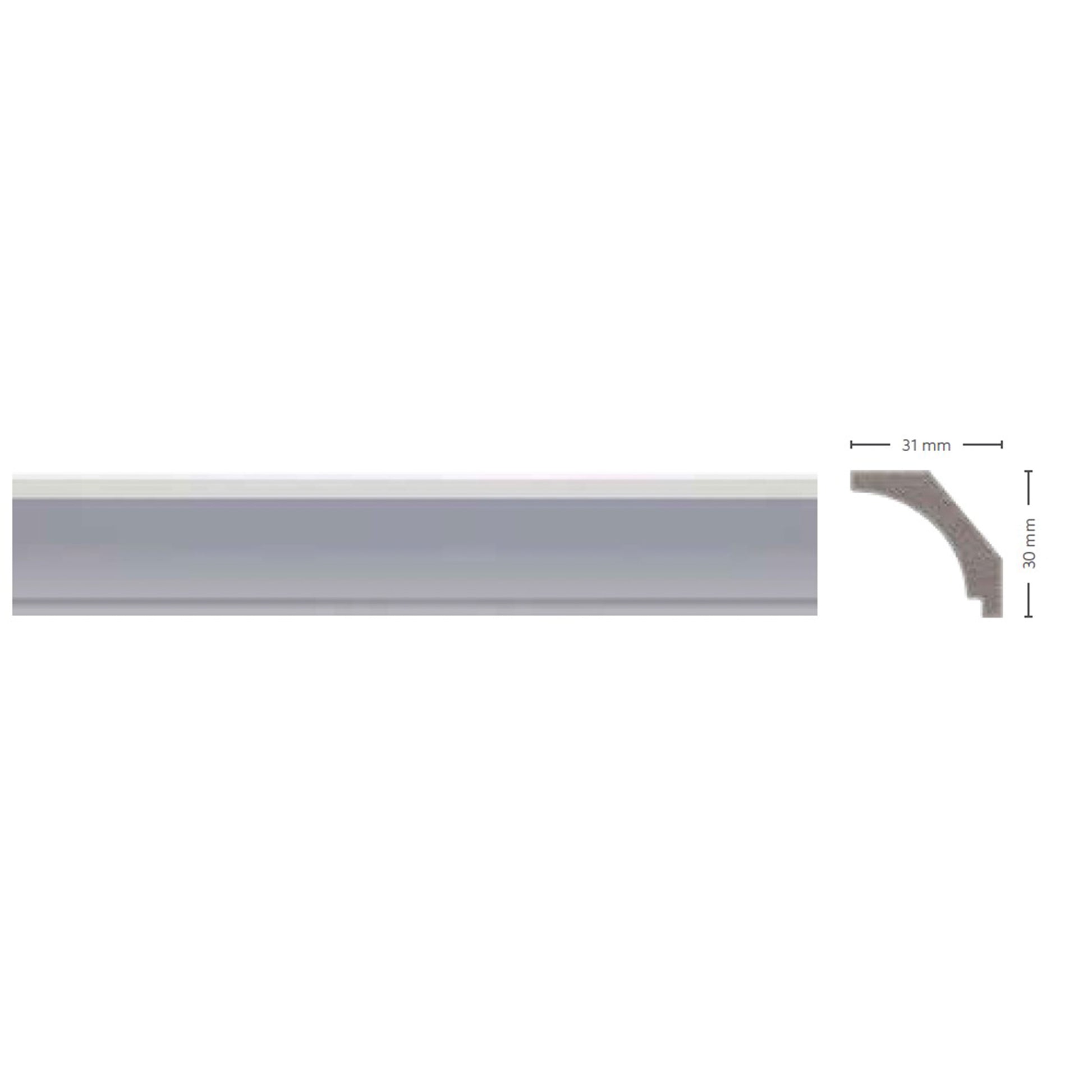 *STOCK FOLLI* Profilo a soffitto in Polimeri Bianco RAL 9016 verniciabile 31X30mm (Prezzo al metro) - Eternal Parquet